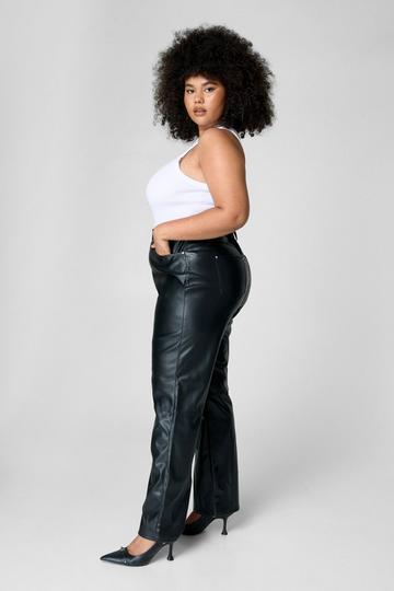 Plus Size Faux Leather Straight Leg Pants black