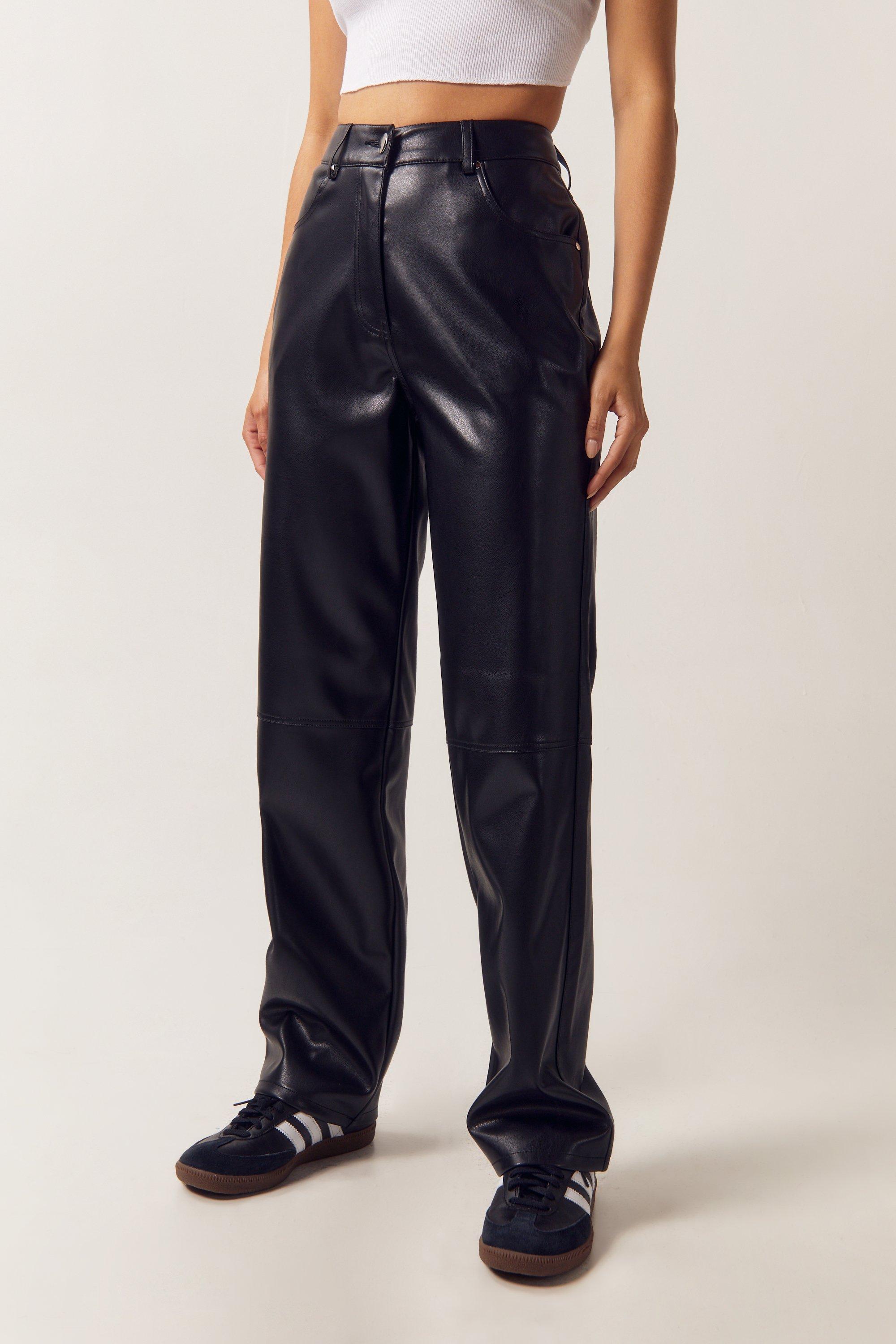 Petite Faux Leather Straight Leg Pants