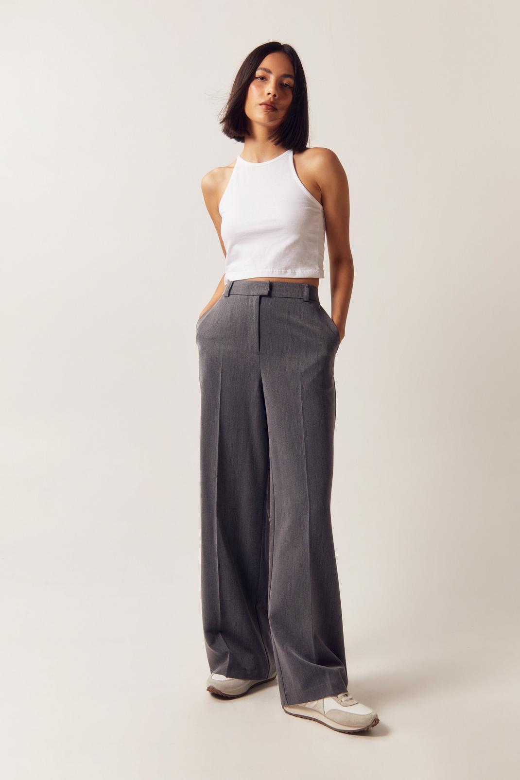 Grey marl Tailored Straight Leg Trousers image number 1