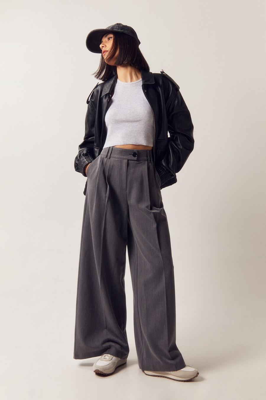 Tailored Double Pleat Wide Leg Trousers