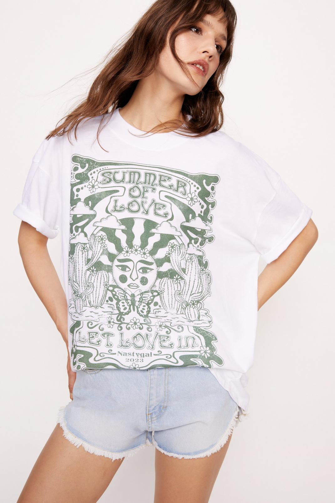 White Celestial Oversized Graphic T-shirt image number 1