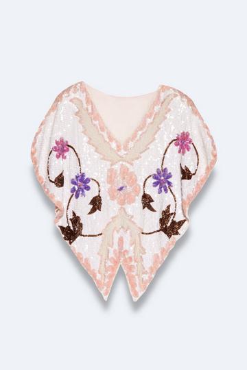 Vintage Floral Embellished Top white