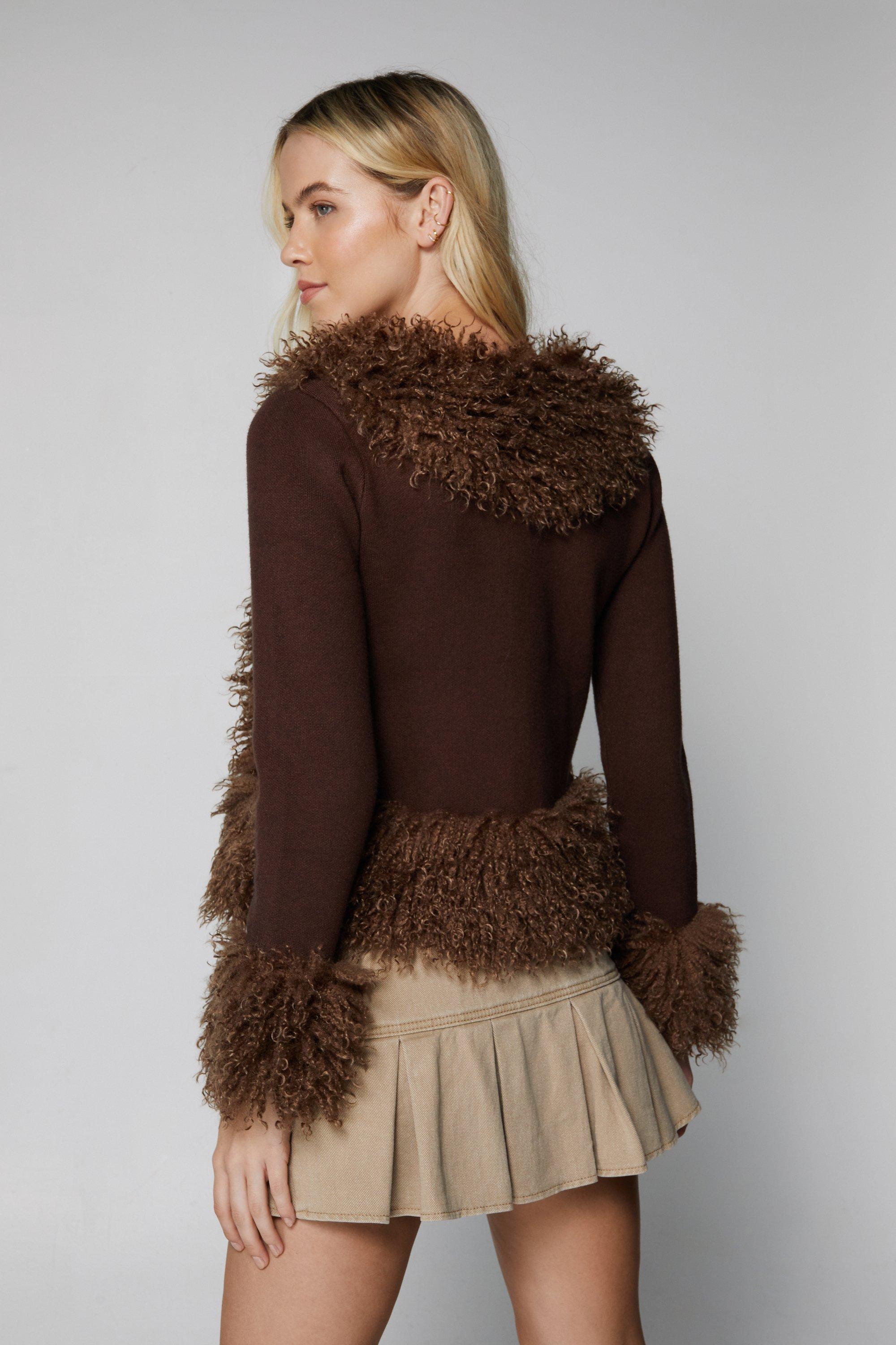 Faux fur cardigan outlet