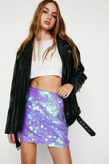 Disc Sequin Mini Skirt purple