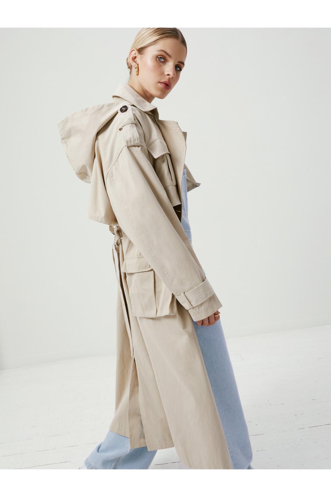 Stone Premium Hooded Trench Coat image number 1