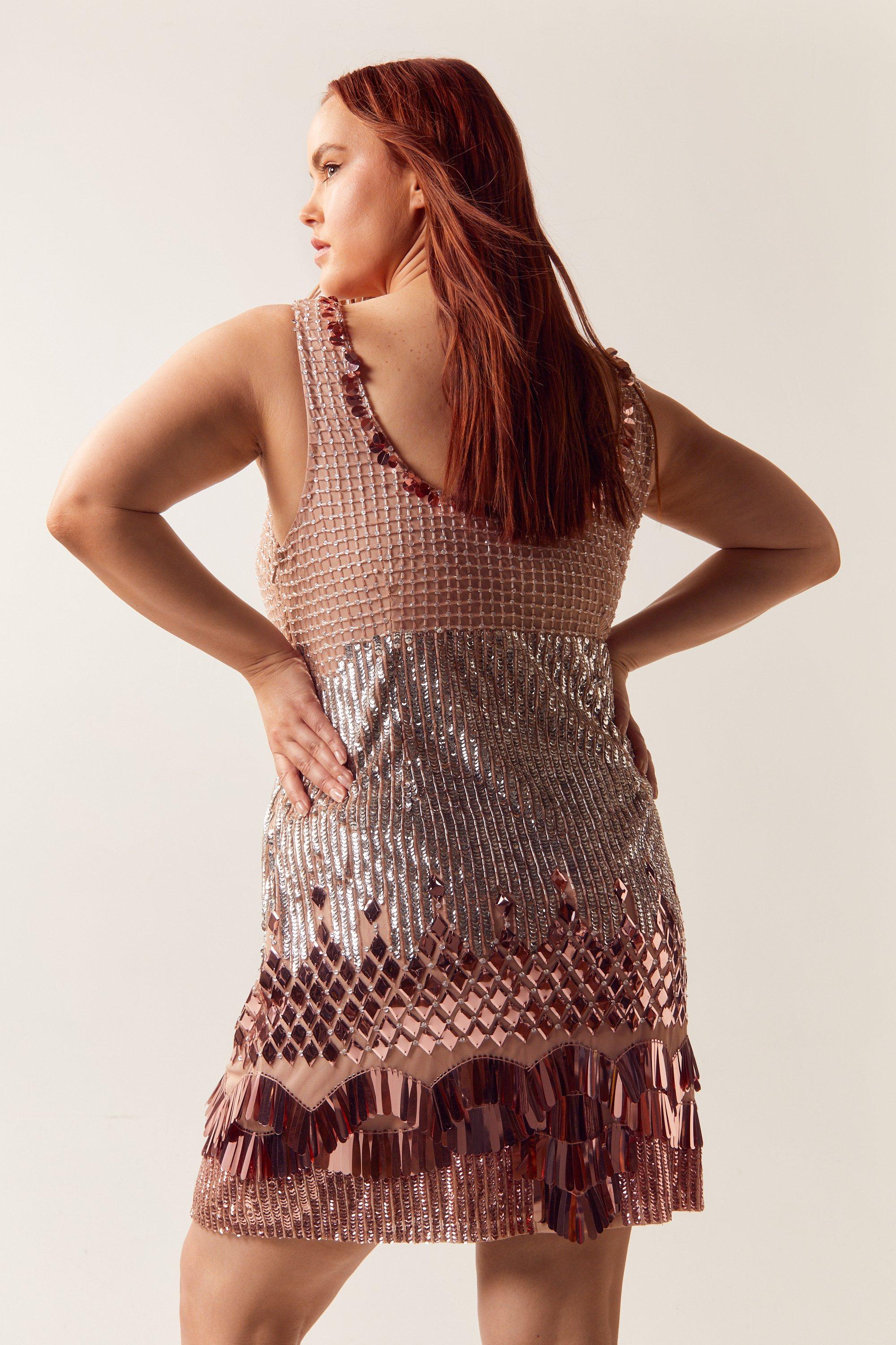 Rose gold store chainmail shift dress