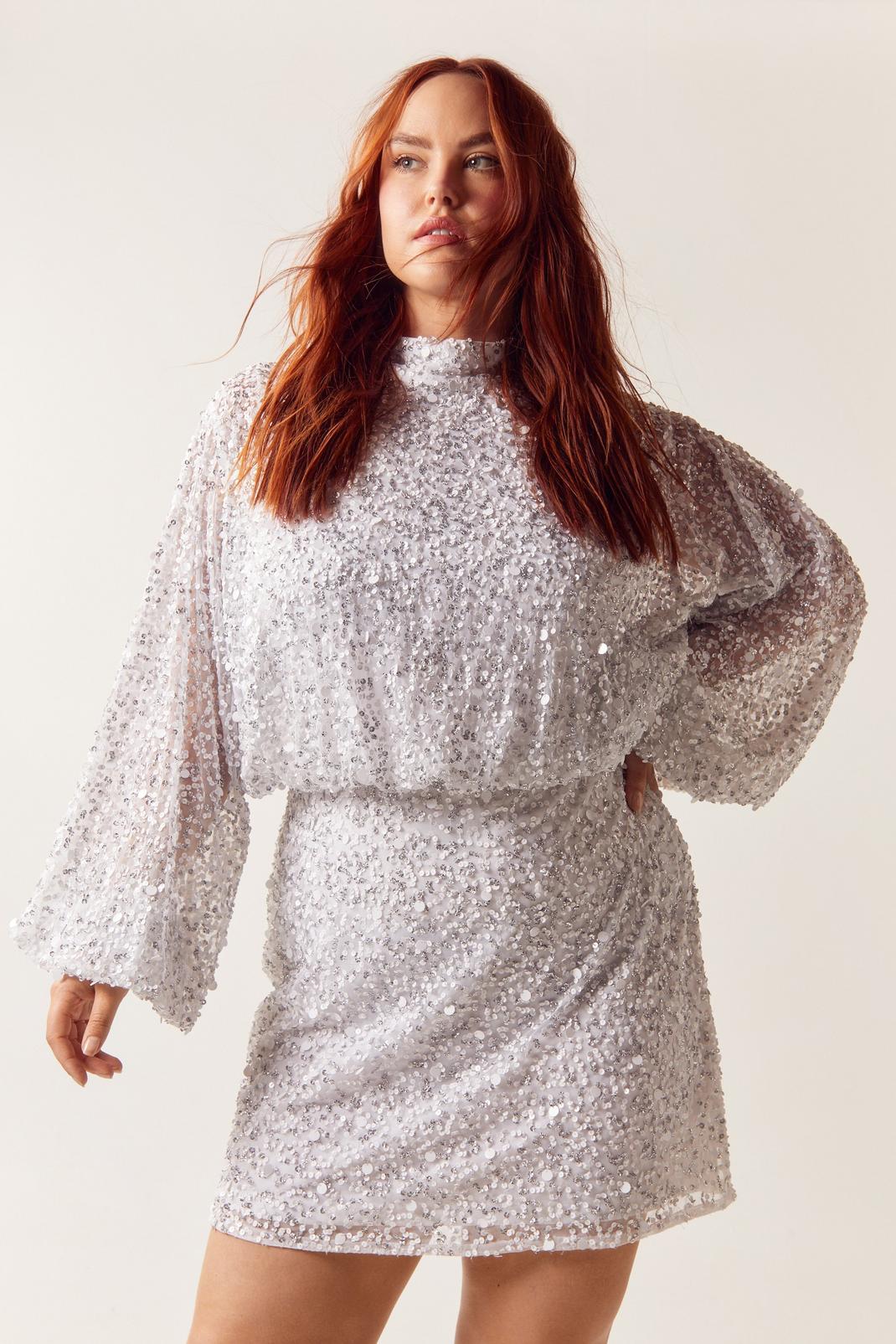 Plus Size Sequin Star And Heart Mini Dress