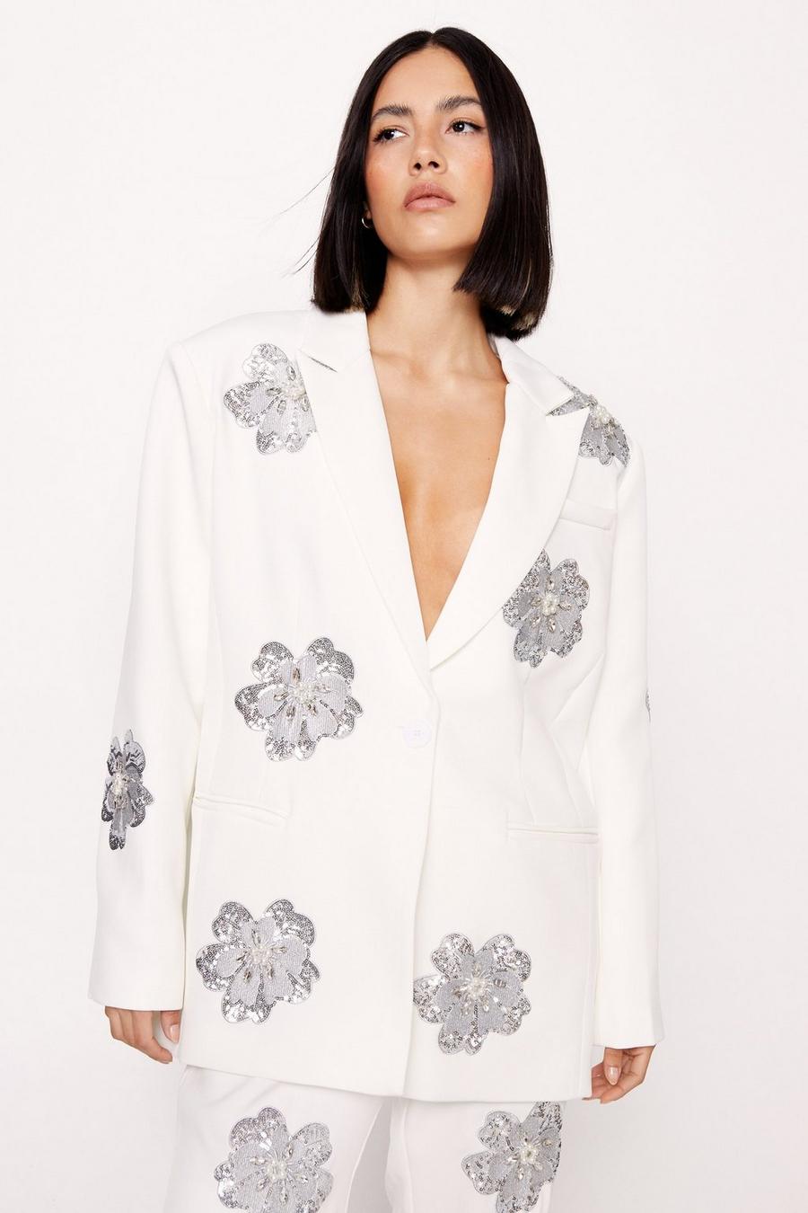 Premium Floral Sequin Embellished Blazer