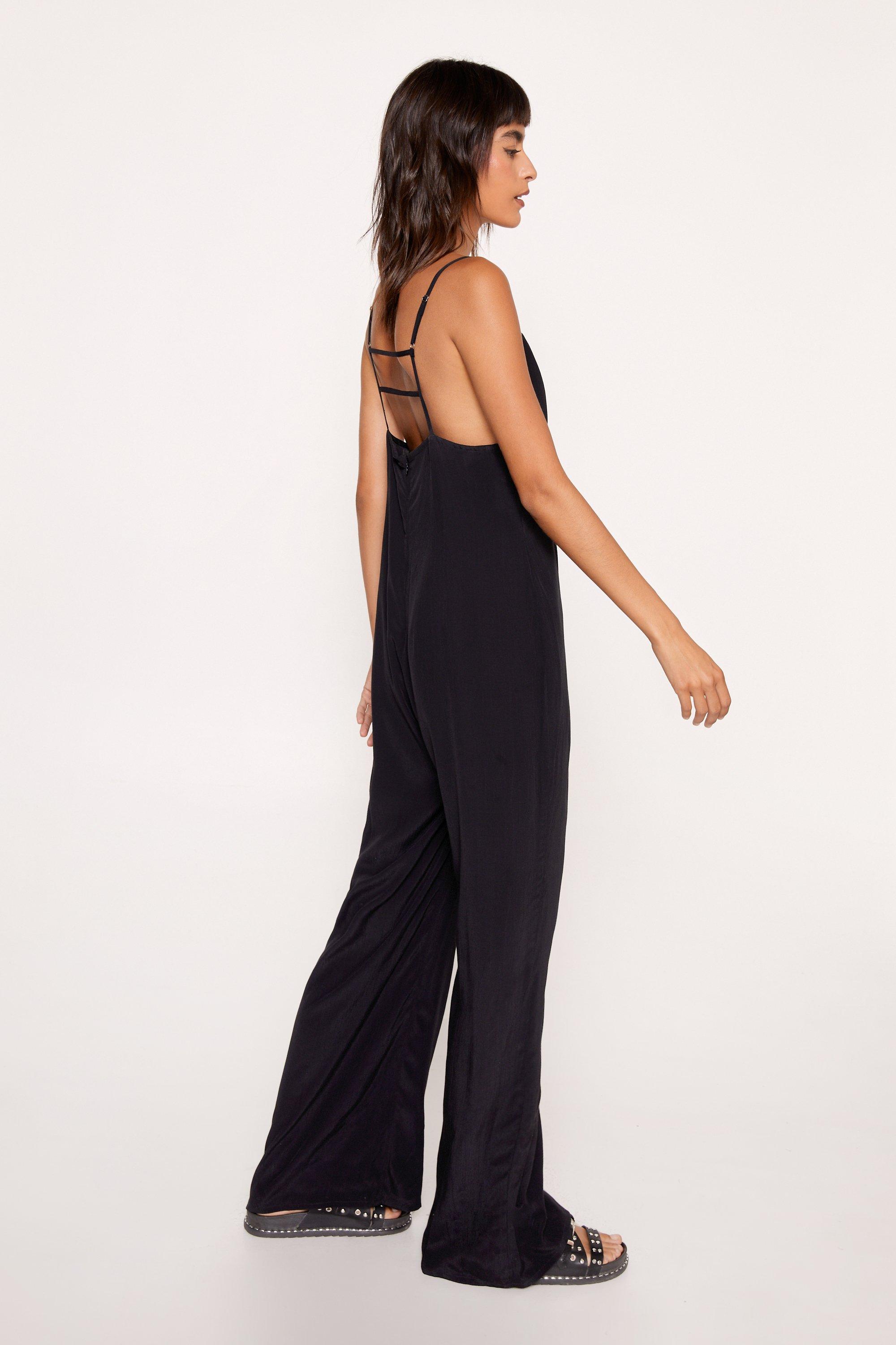 Petite Strappy Back Detail Relaxed Jumpsuit