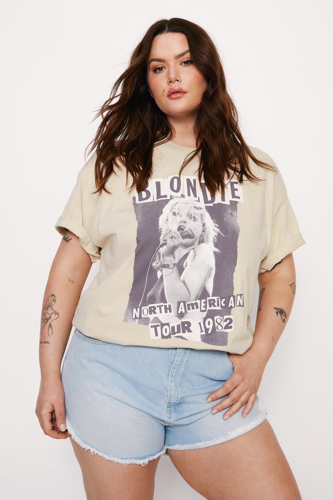 Ecru Plus Size Blondie Oversized Graphic T-shirt  image number 1