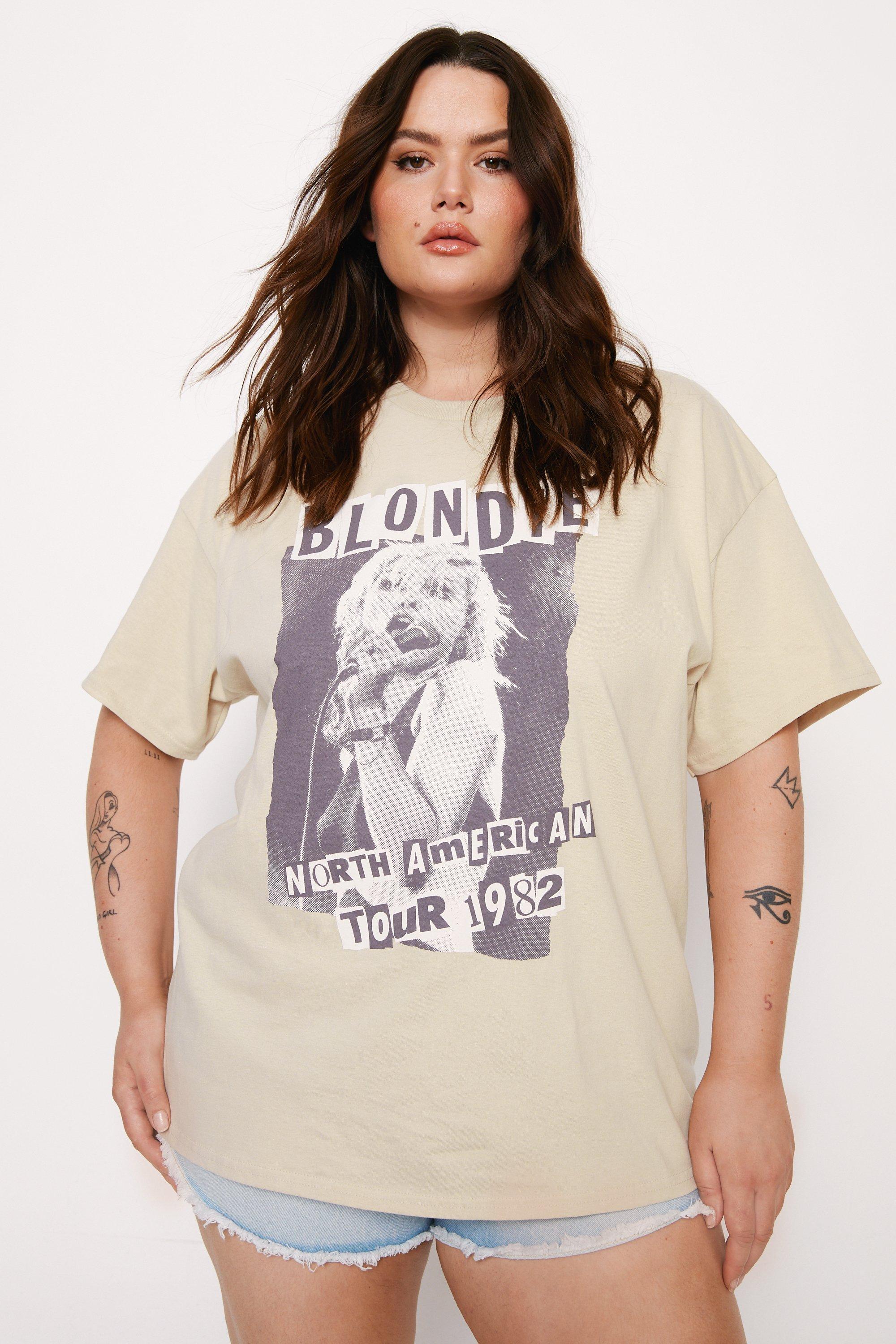 Nasty Gal Womens Plus Size Blondie Oversized Graphic T-Shirt - Ecru