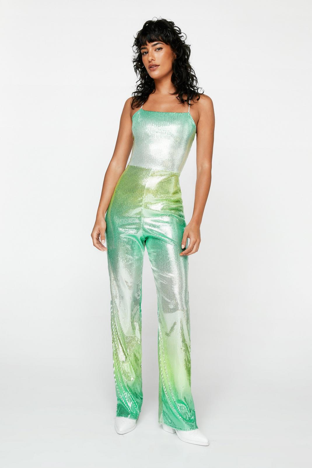 Multi Petite Ombre Sequin Strappy Jumpsuit image number 1