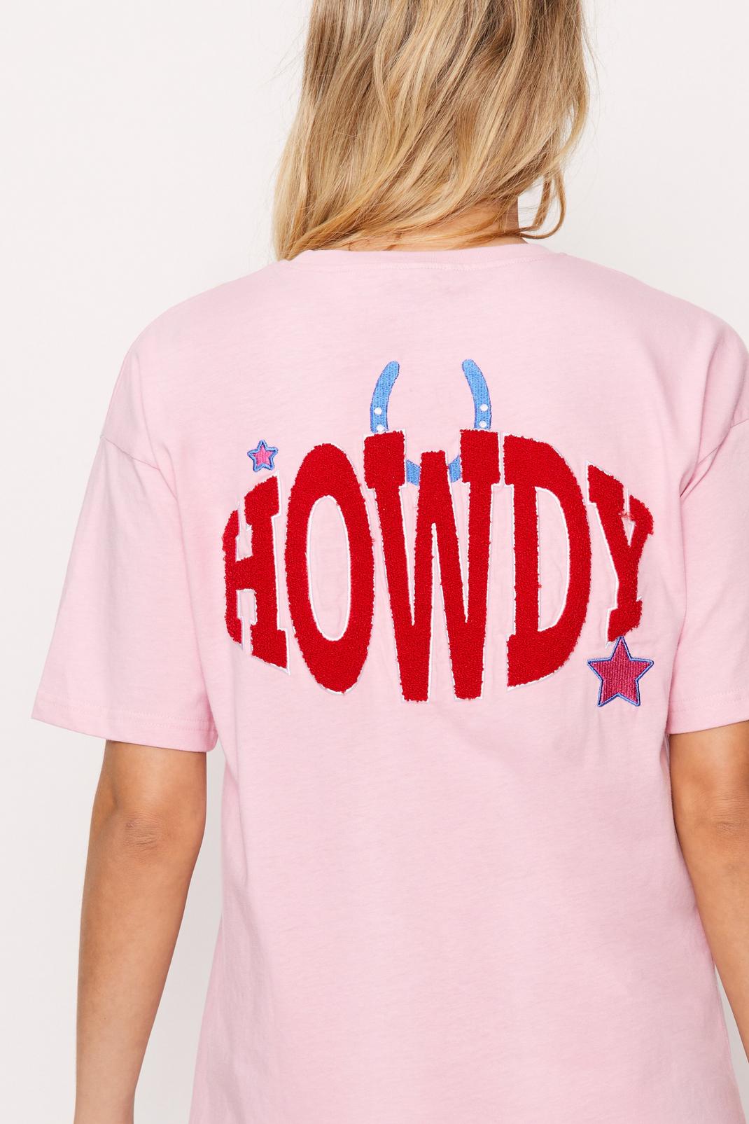 Pink Howdy Slogan T-shirt Dress image number 1