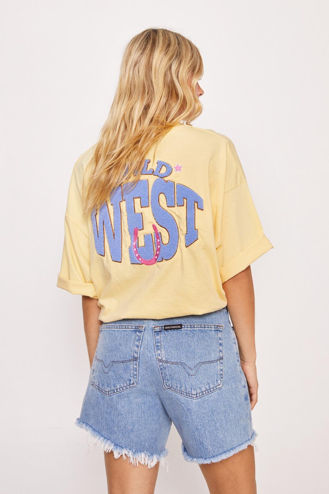 T-shirt oversize à slogan Wild West, Yellow image number 1