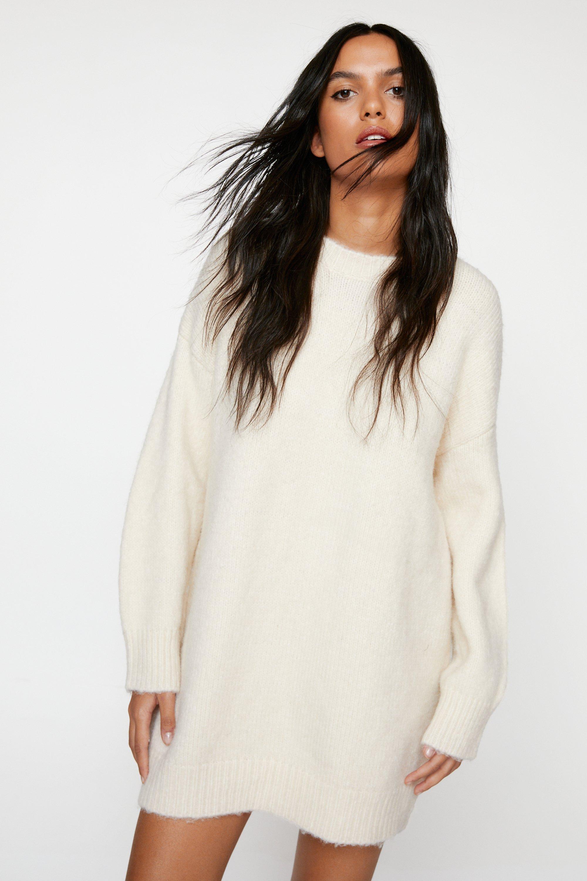 Boxy Brushed Extended Neck Knitted Jumper