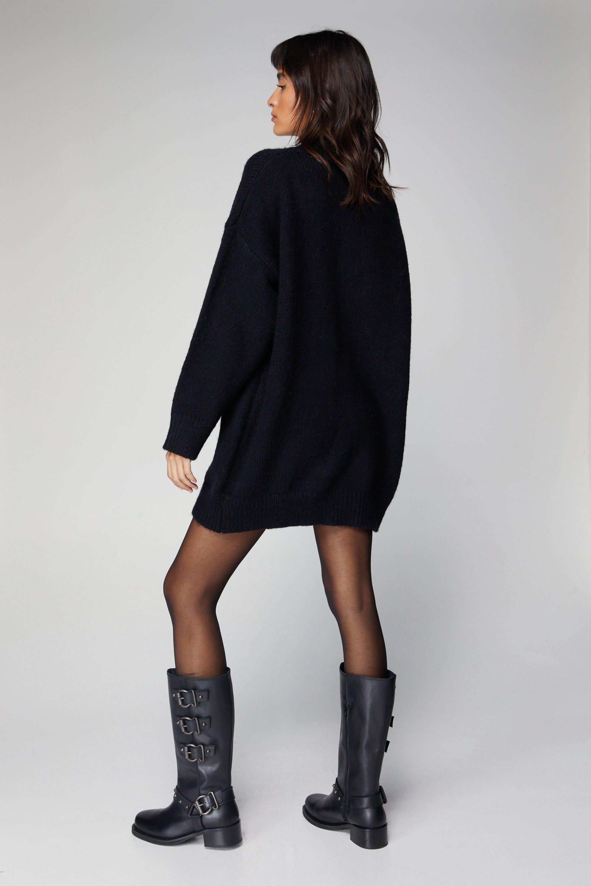 Oversized Sweater Dress with Knee High Boots