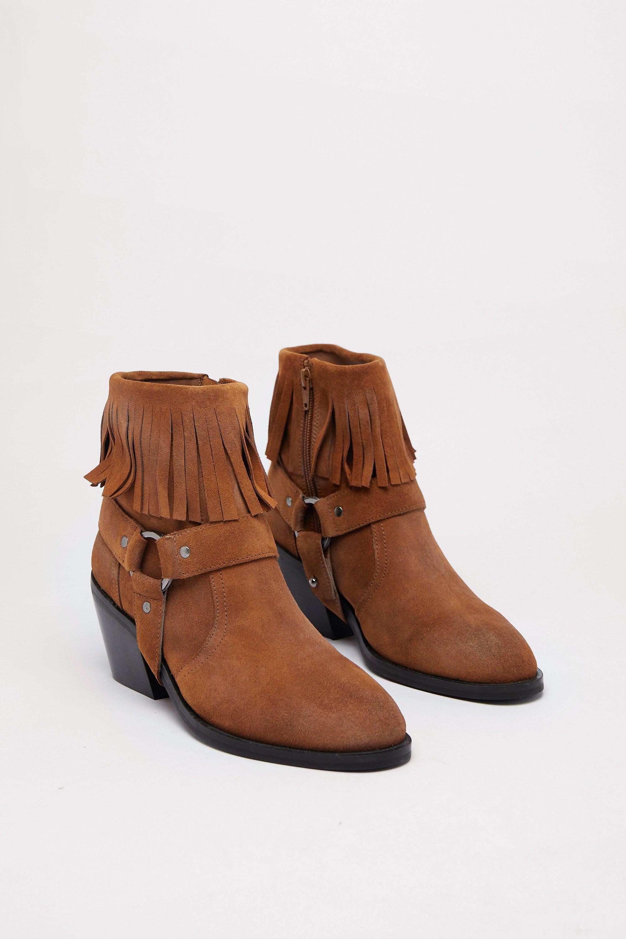 Fringe ankle store cowboy boots