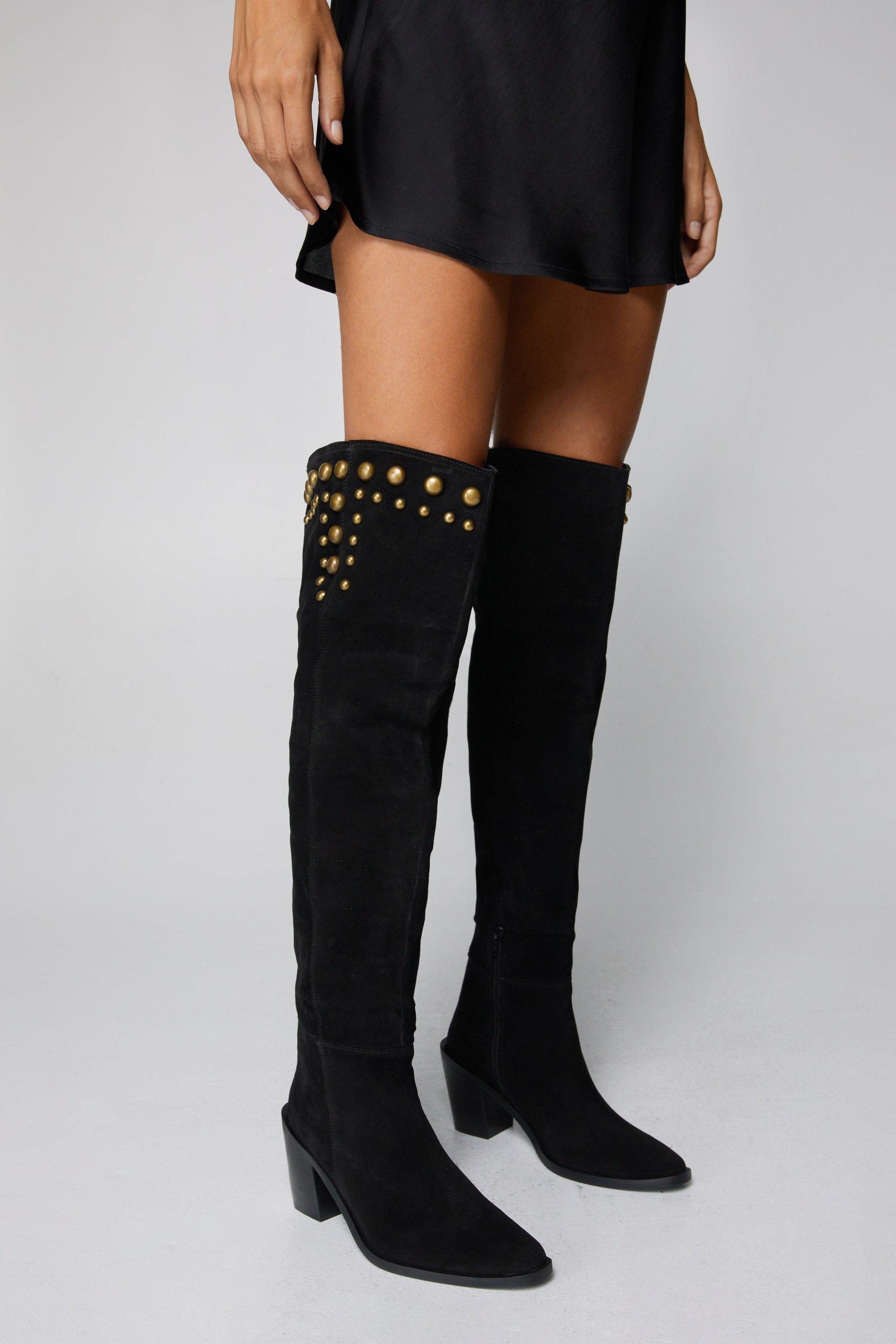 Suede Slouchy Thigh High Boots