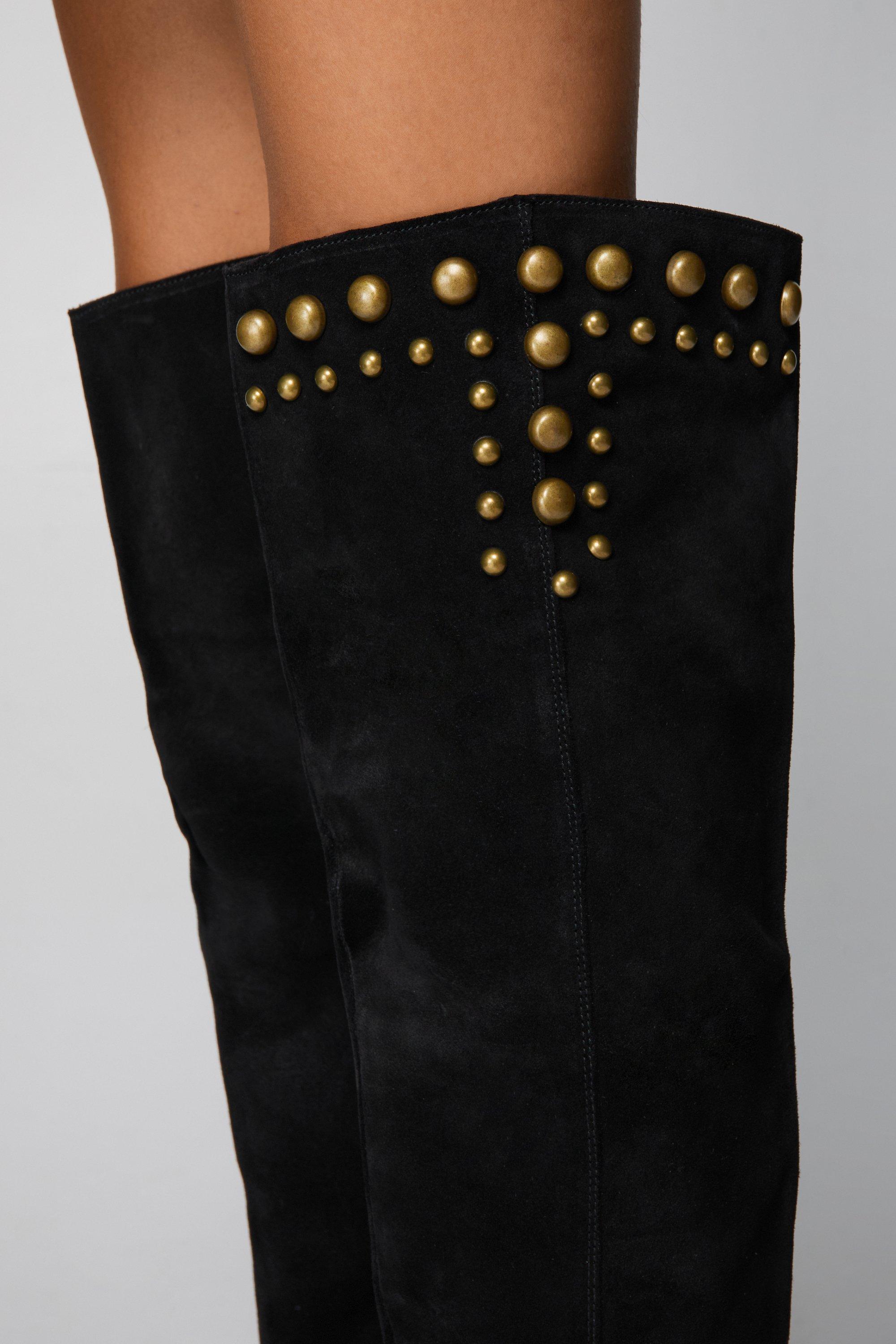 Studded thigh clearance boots