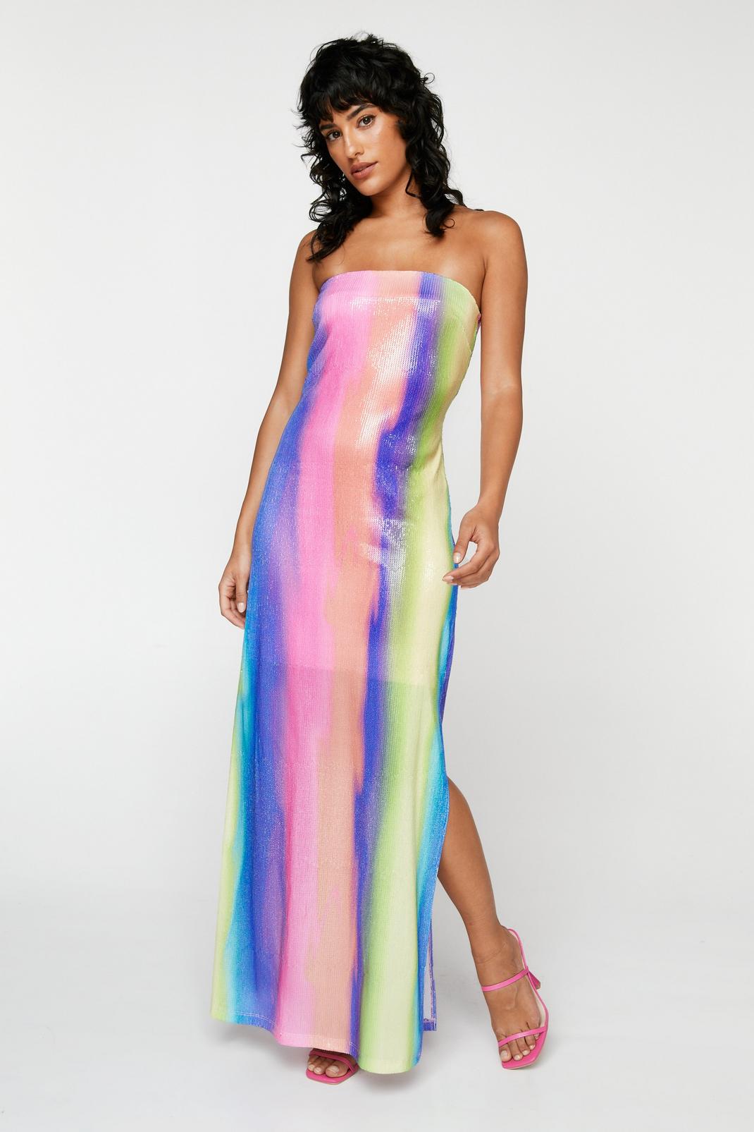 Multi Ombre Sequin Maxi Dress image number 1