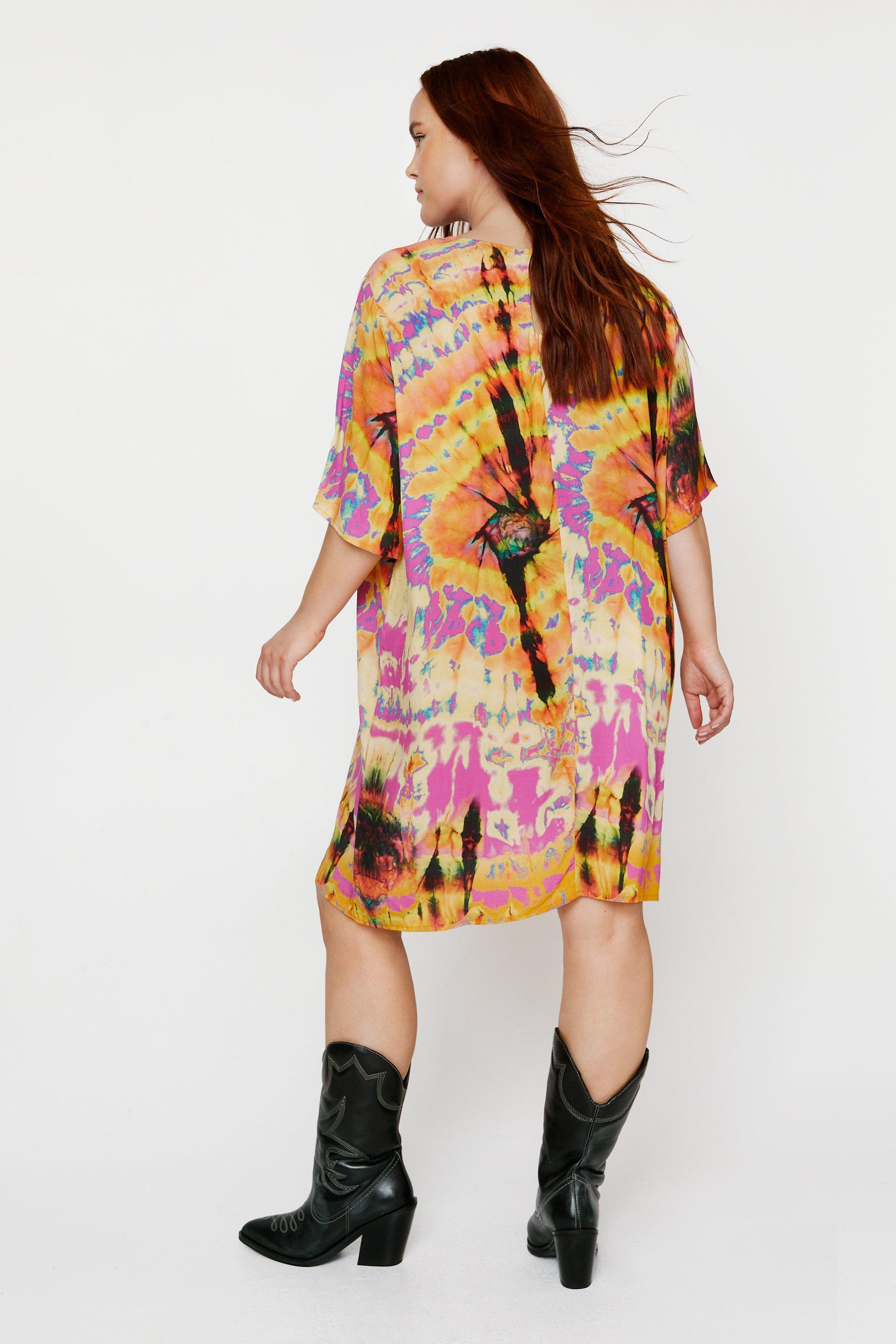 Multi tie dye t shirt dress best sale