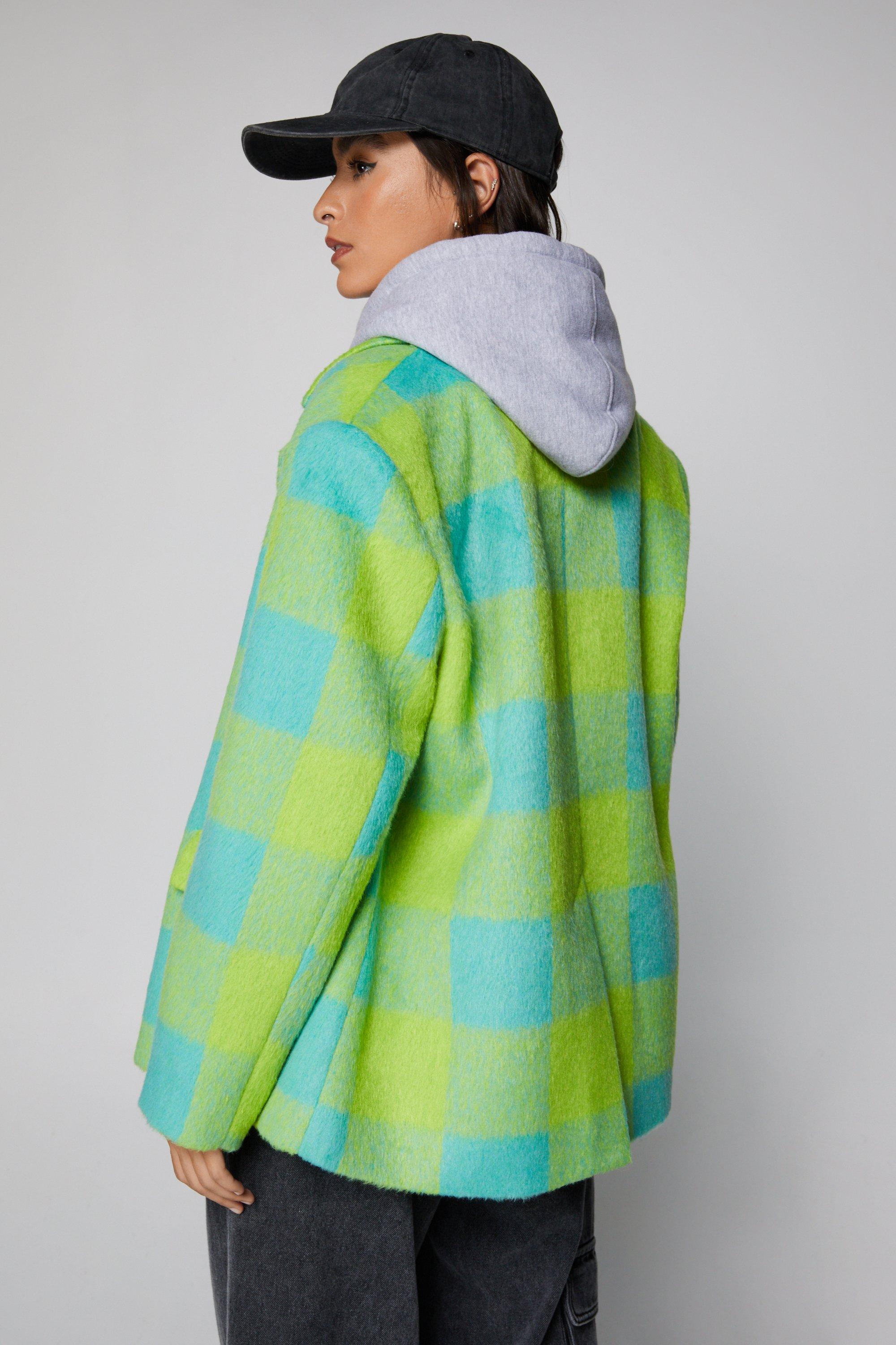 Green and blue hot sale plaid coat