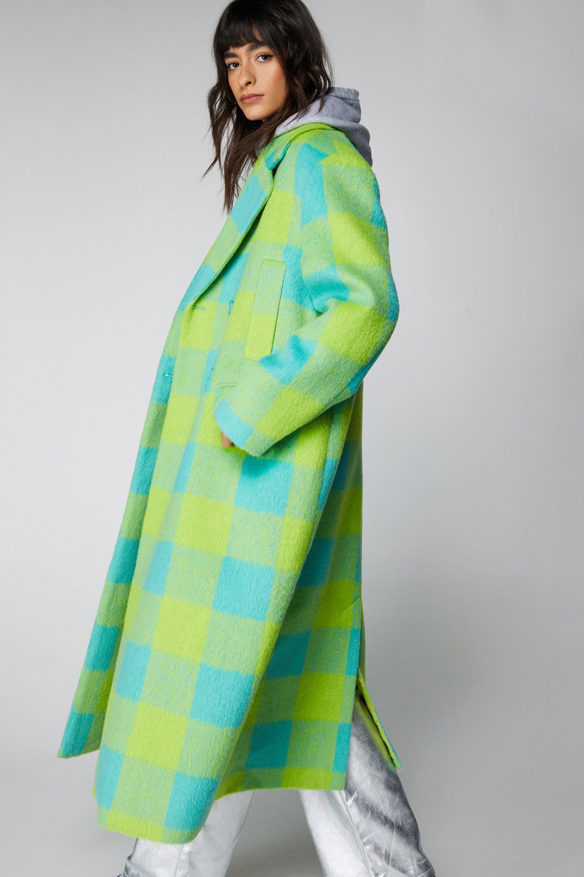 Green hot sale check coat