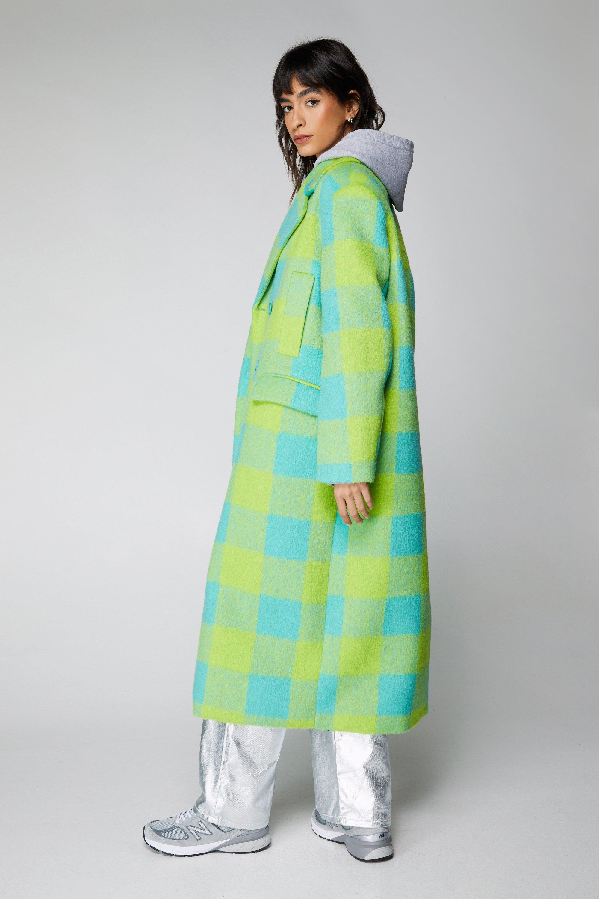 Green hot sale plaid overcoat