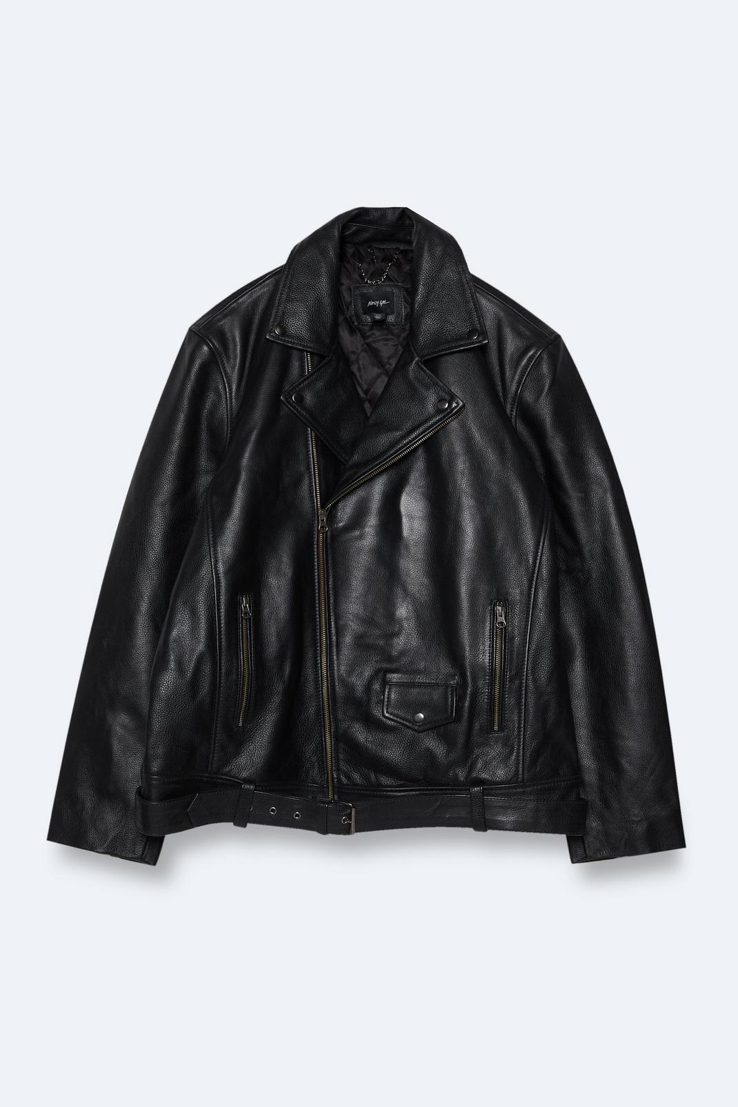 Black Plus Size Real Leather Boyfriend Biker Jacket image number 1