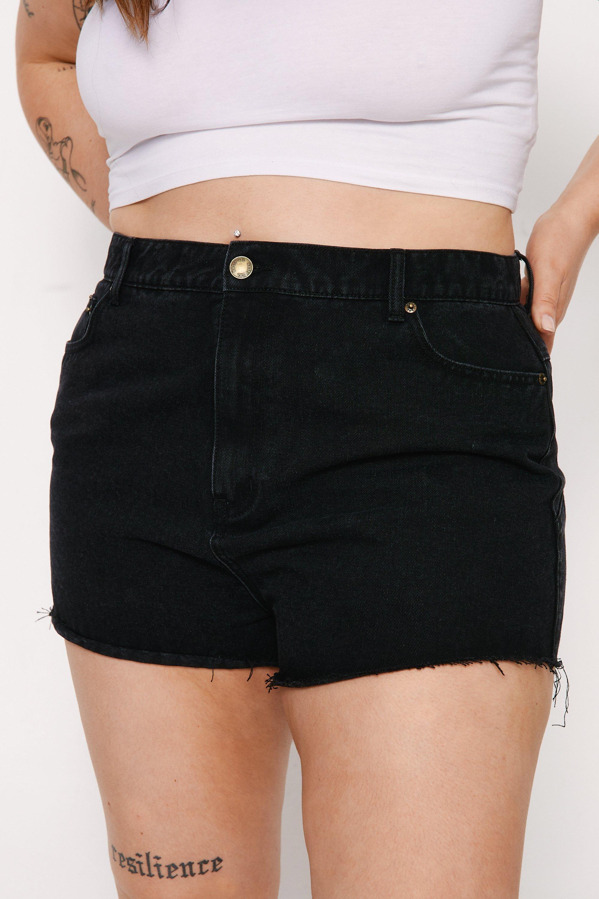 Black plus size denim hot sale shorts