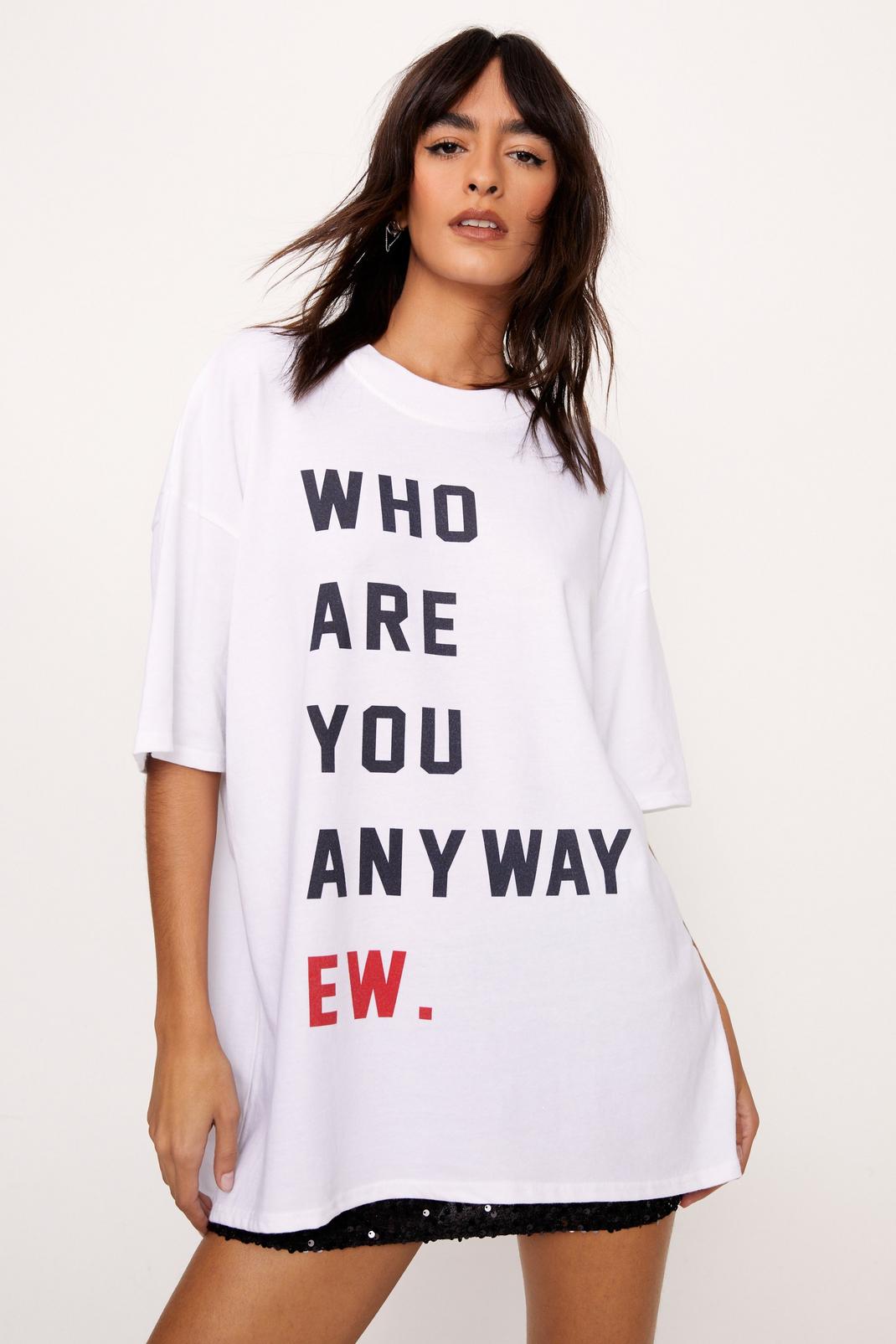T-shirt à slogan Who Are You Anyway , White image number 1