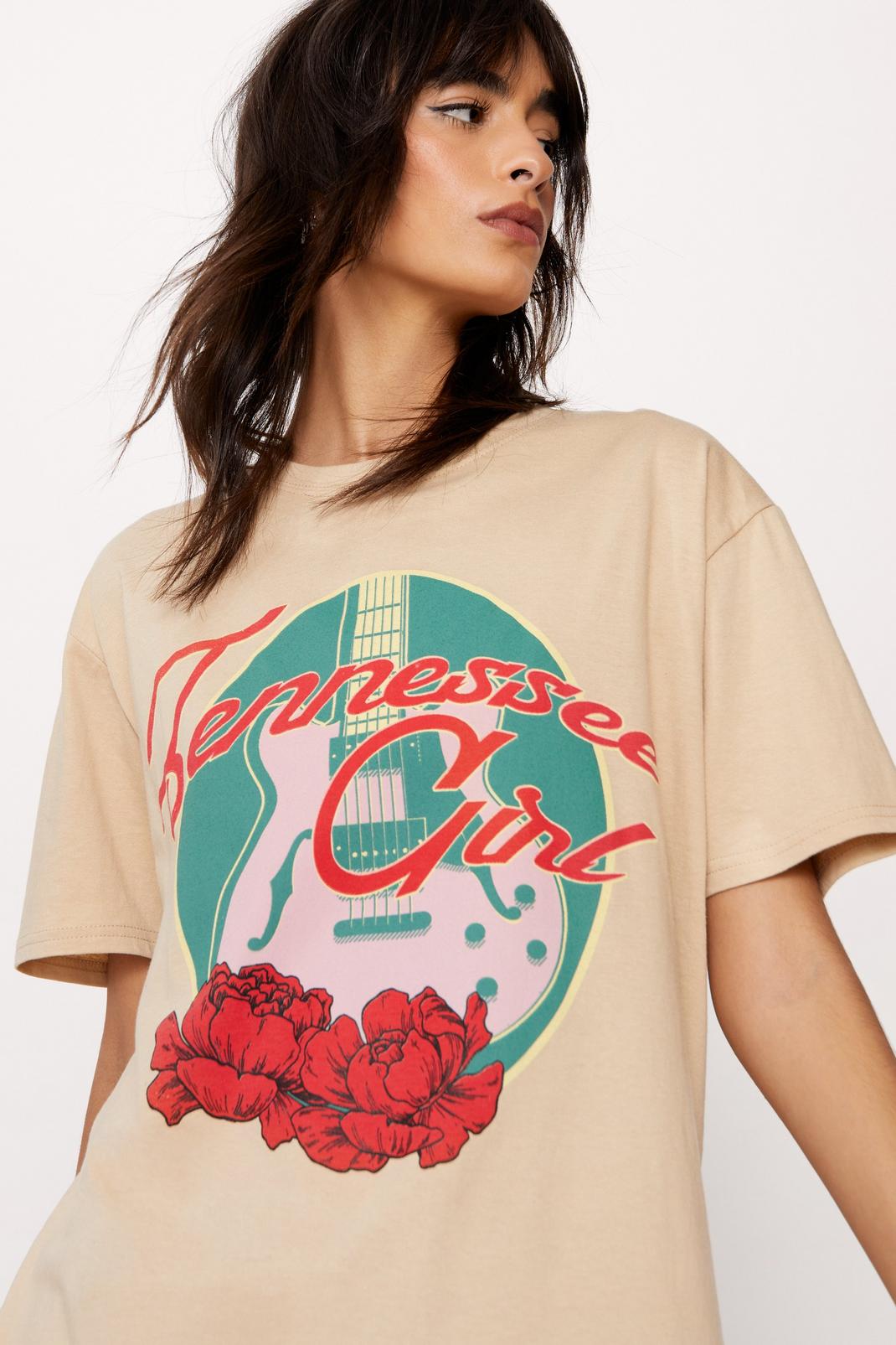 Ecru Tennessee Girl Graphic Oversized T-shirt  image number 1