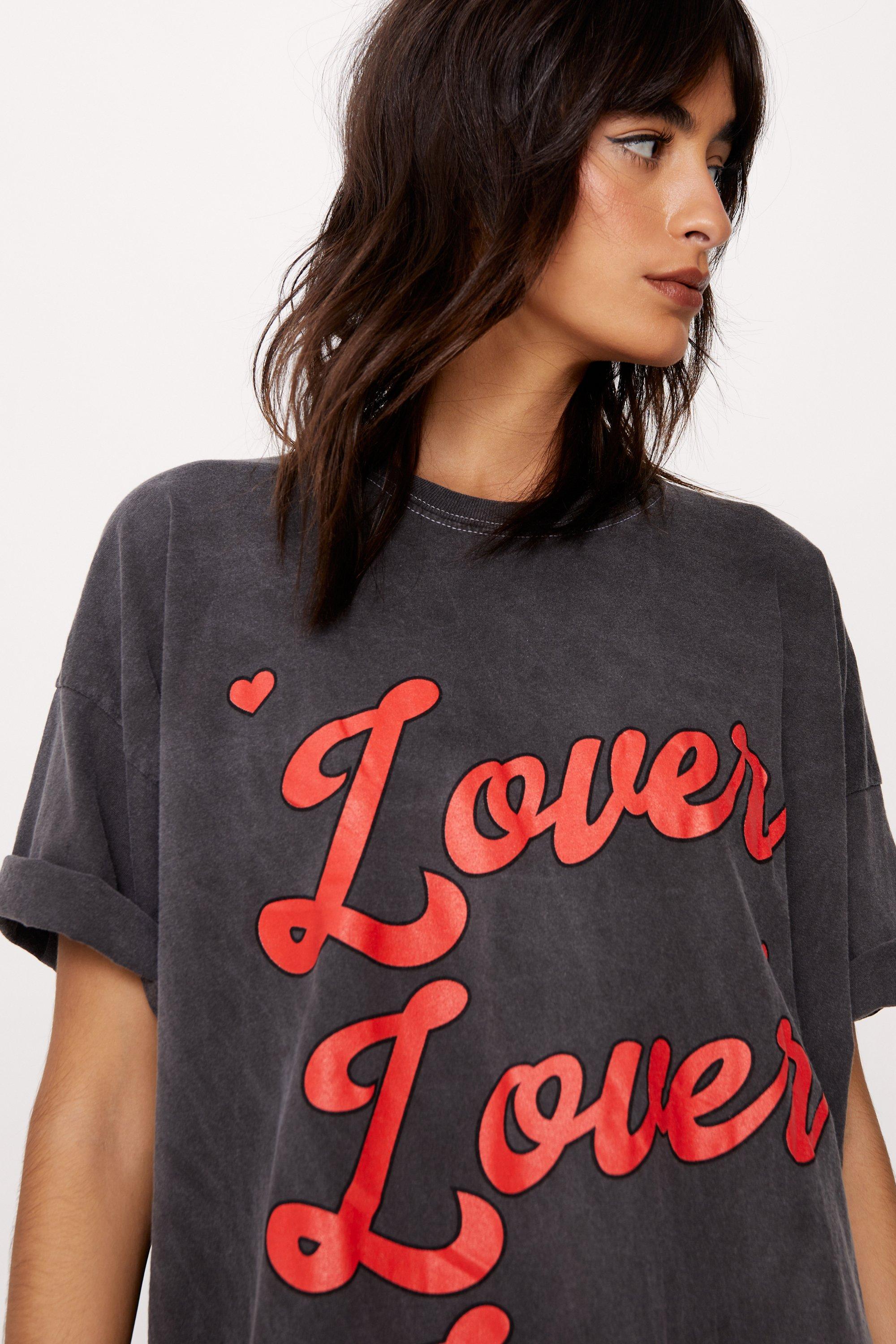 Lover Graphic Washed Oversized T-shirt