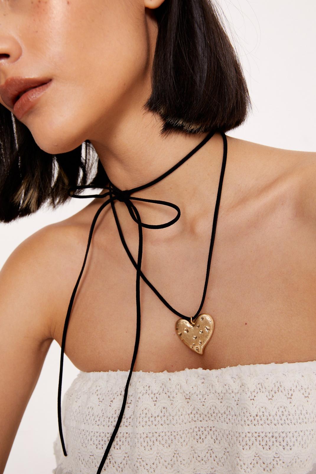 Gold Heart Rope Necklace image number 1