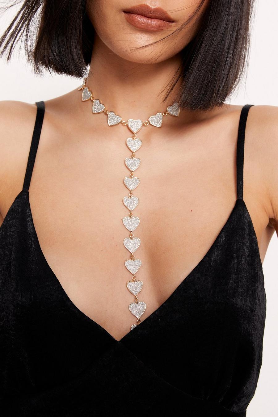 Embellished Heart Drop Necklace