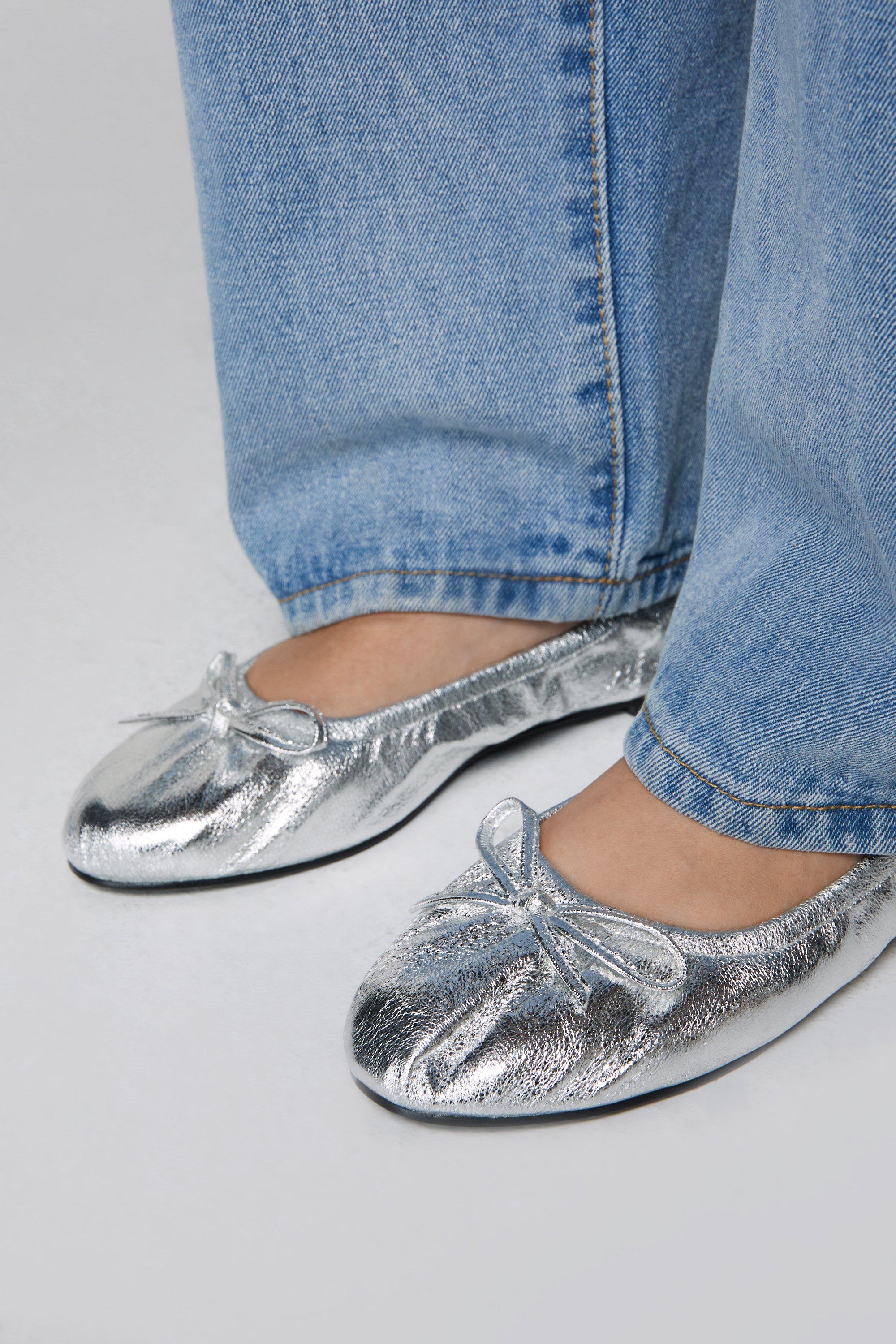 Silver metallic hot sale ballet flats