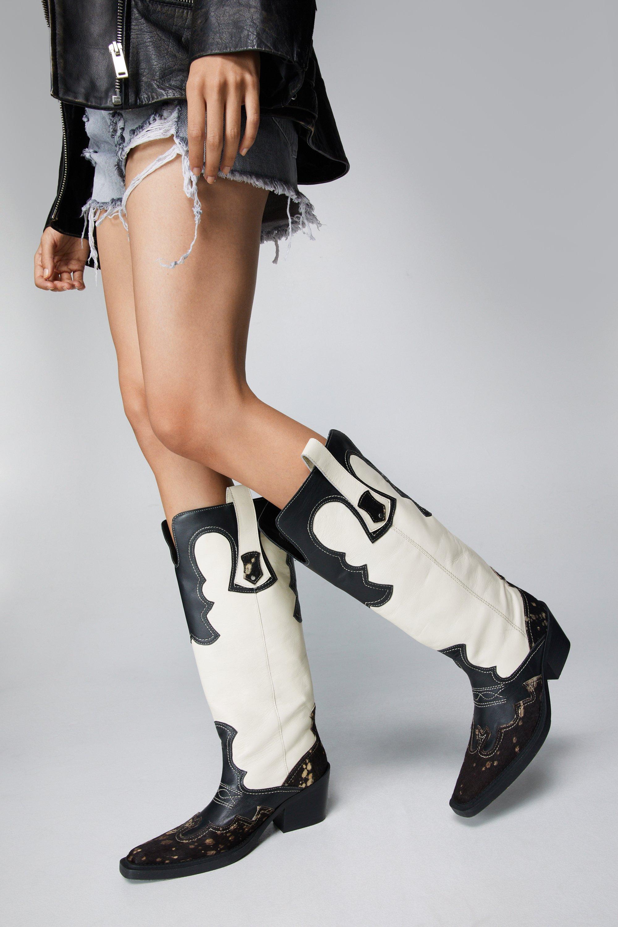 Knee high clearance genuine leather boots