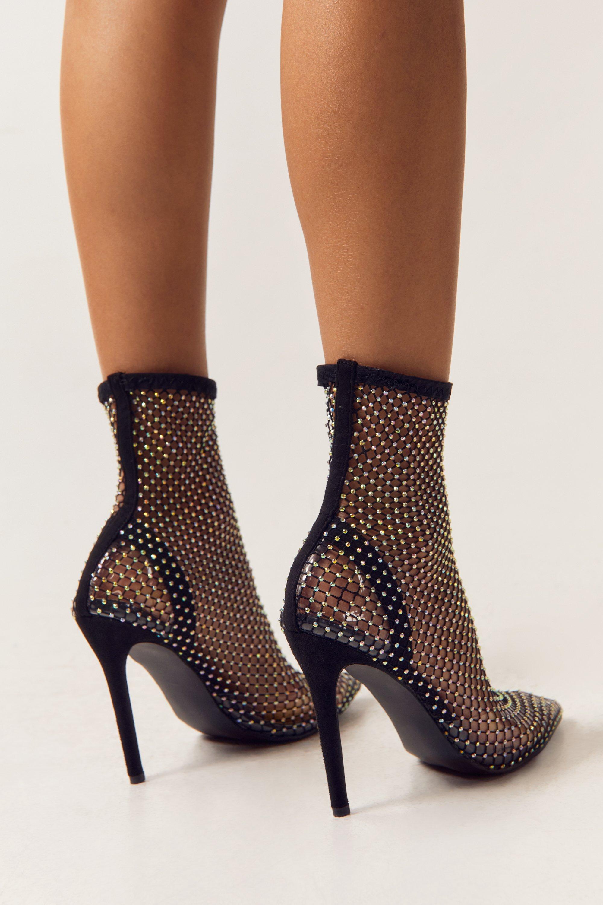 Diamante black best sale ankle boots