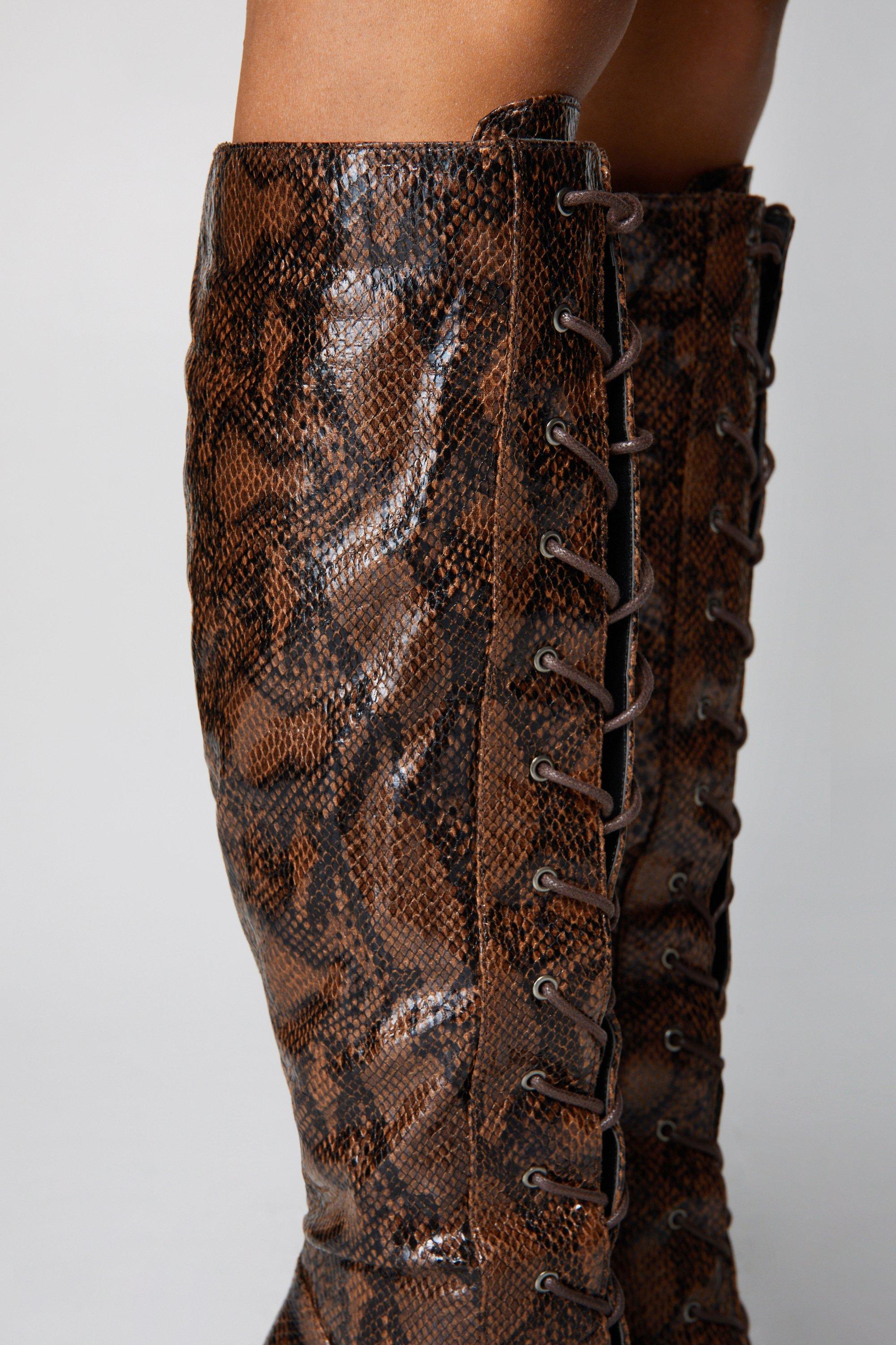 Women's lace clearance up snake boots