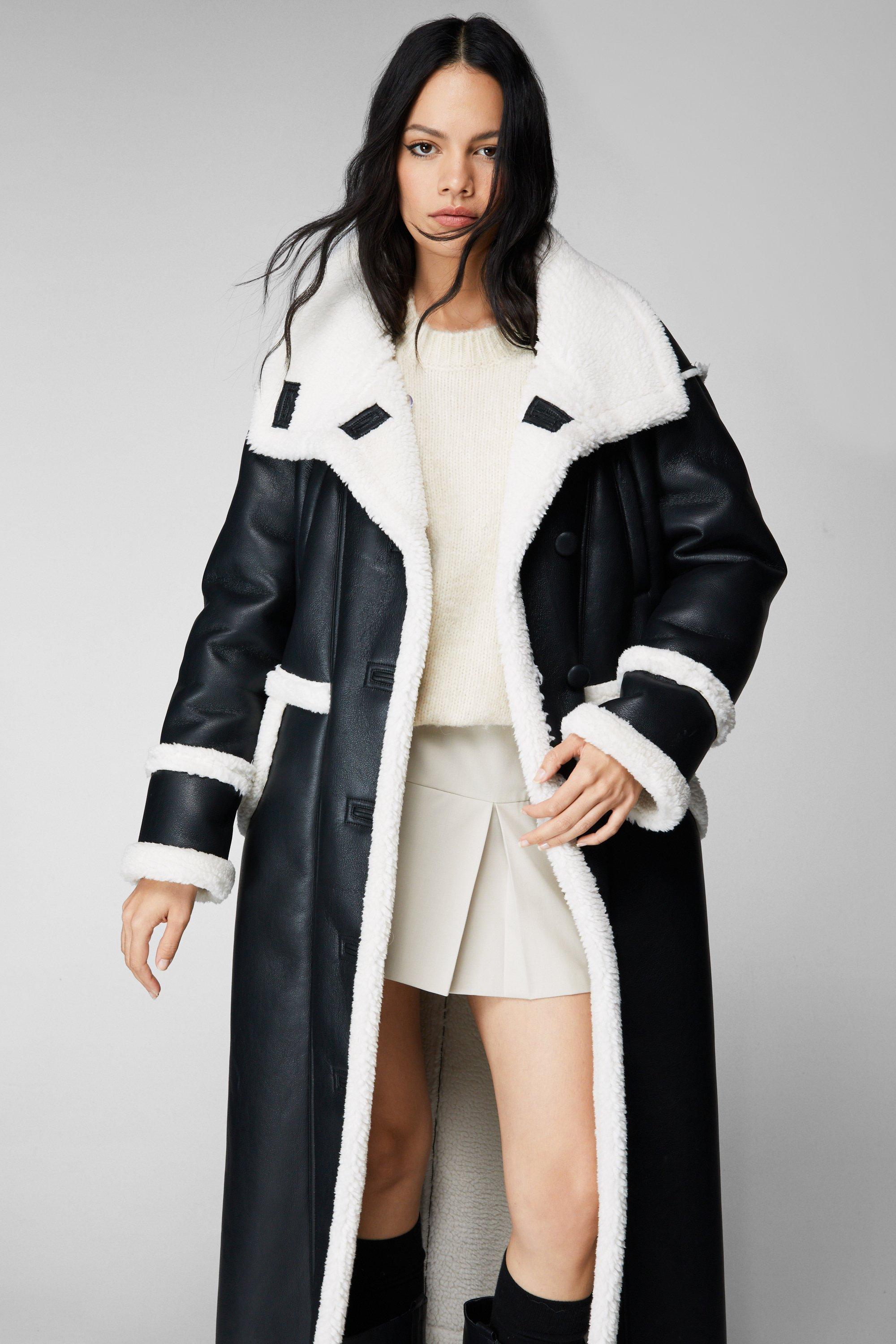 Leather aviator outlet coat