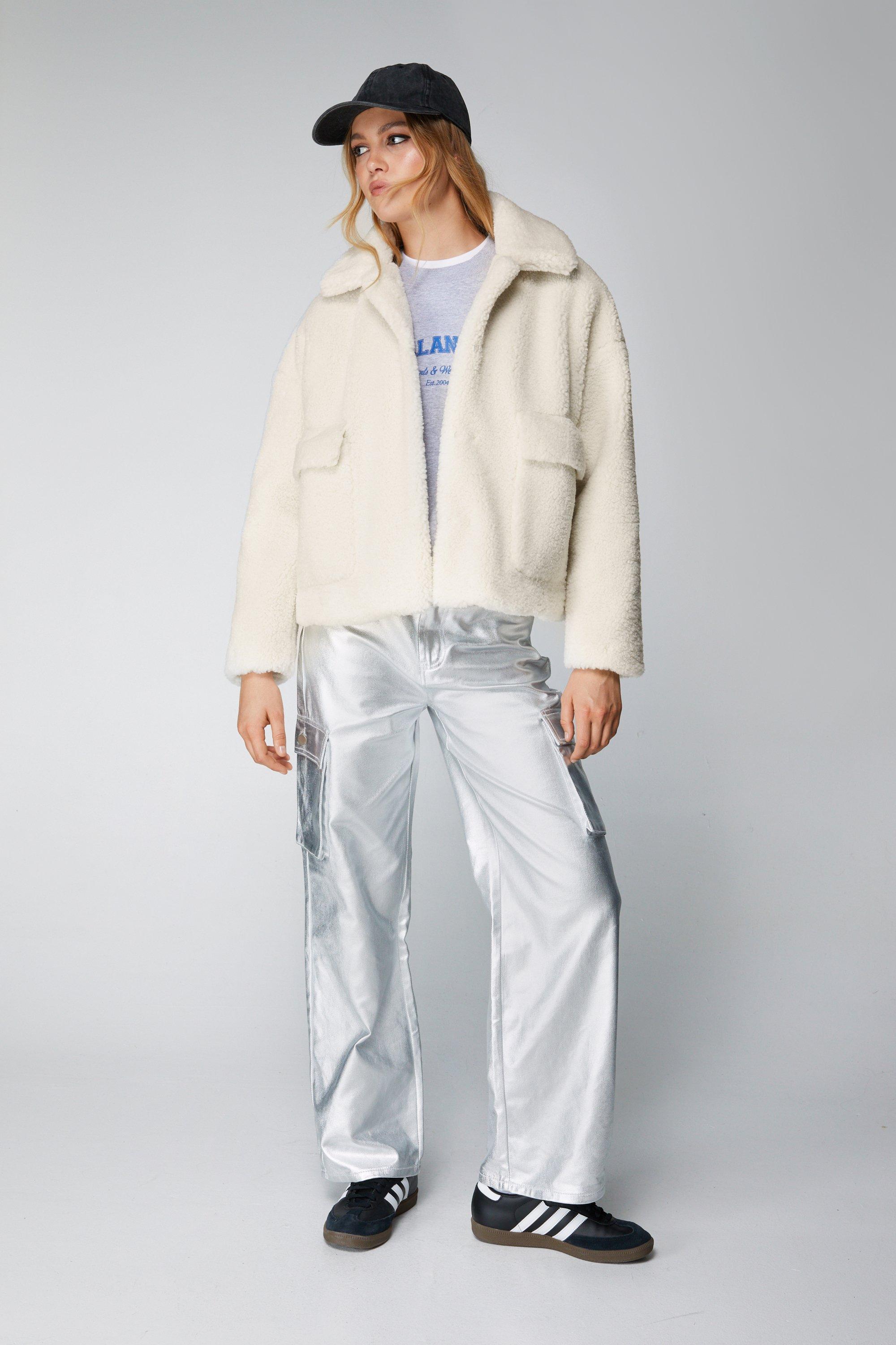 Petite White Oversized Puffer Jacket