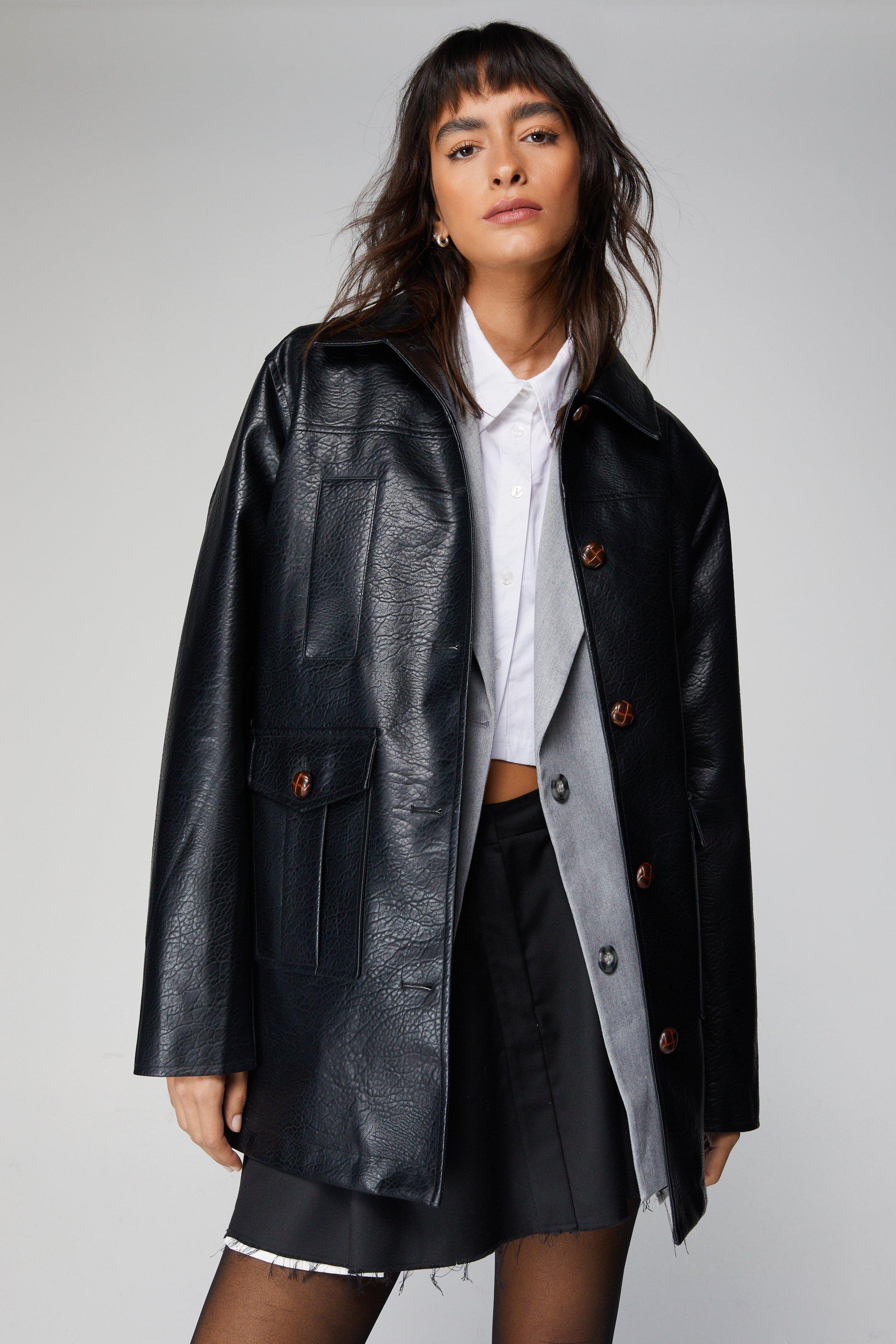 Premium Button Front Faux Leather Jacket | Nasty Gal