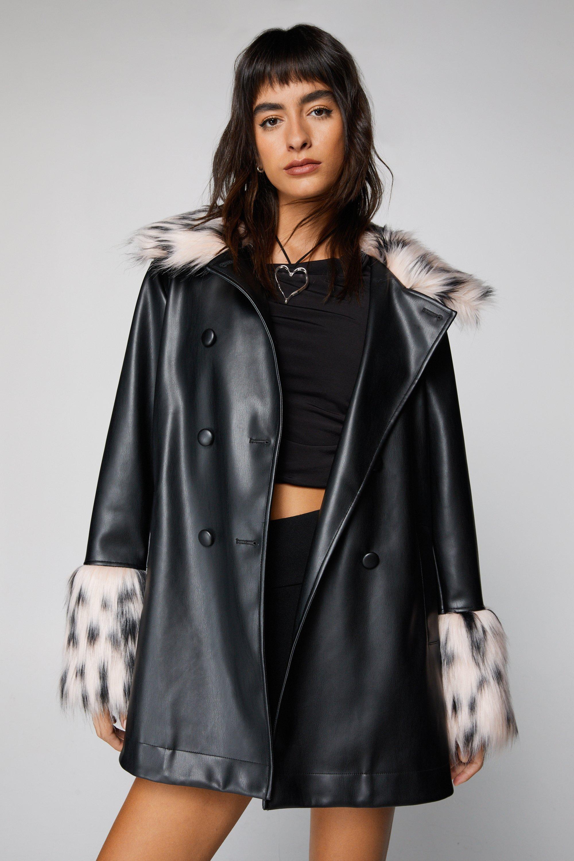 Ever New Petite oversized hooded faux fur jacket in black | ASOS