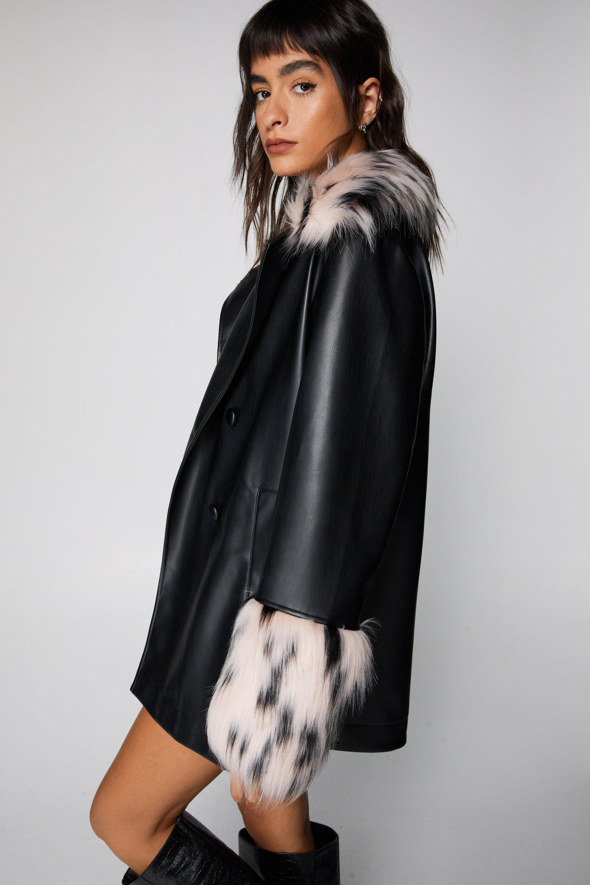 Black faux 2024 fur swing coat