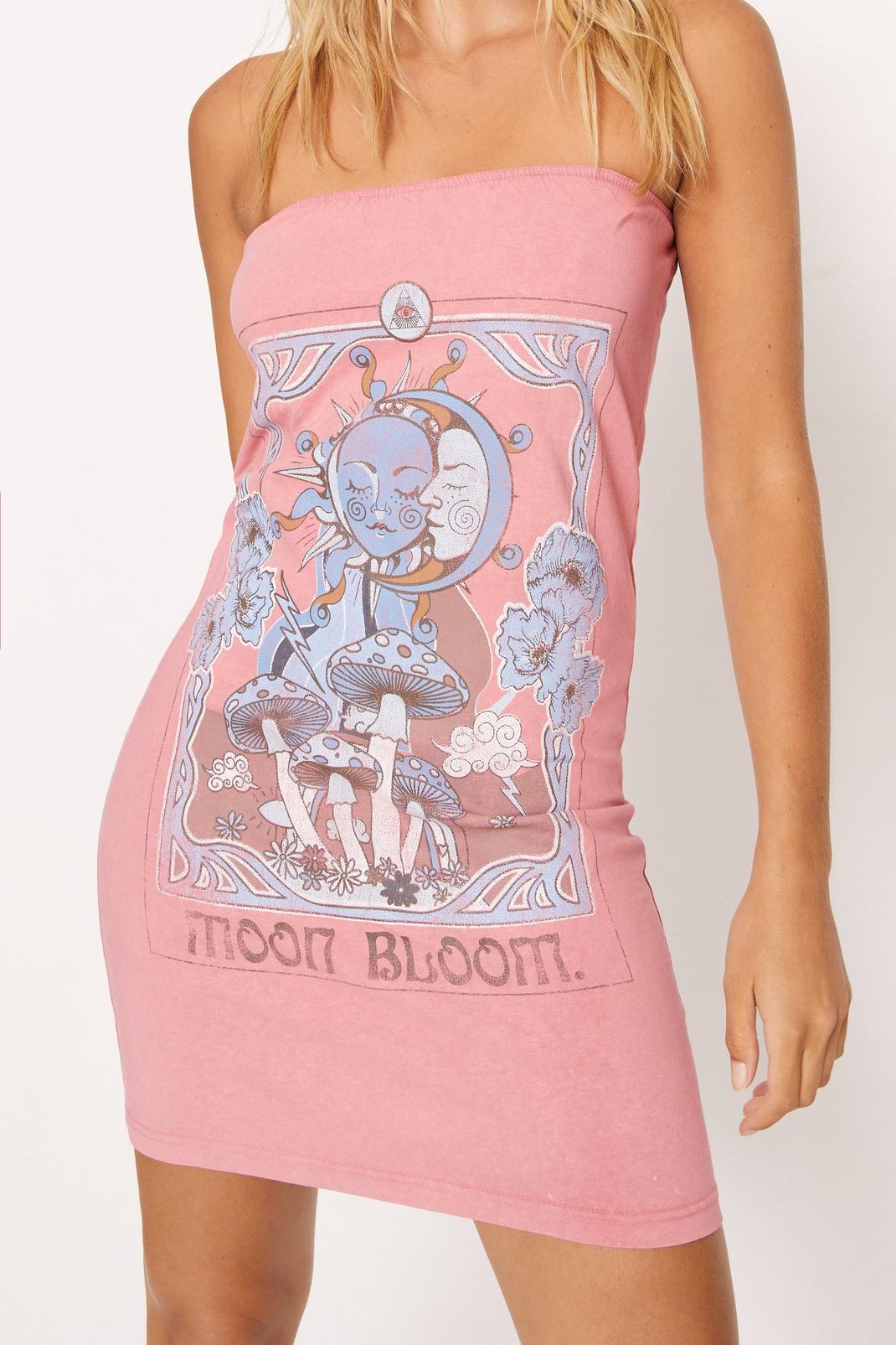 Peach Tarot Graphic Printed Bandeau Dress image number 1