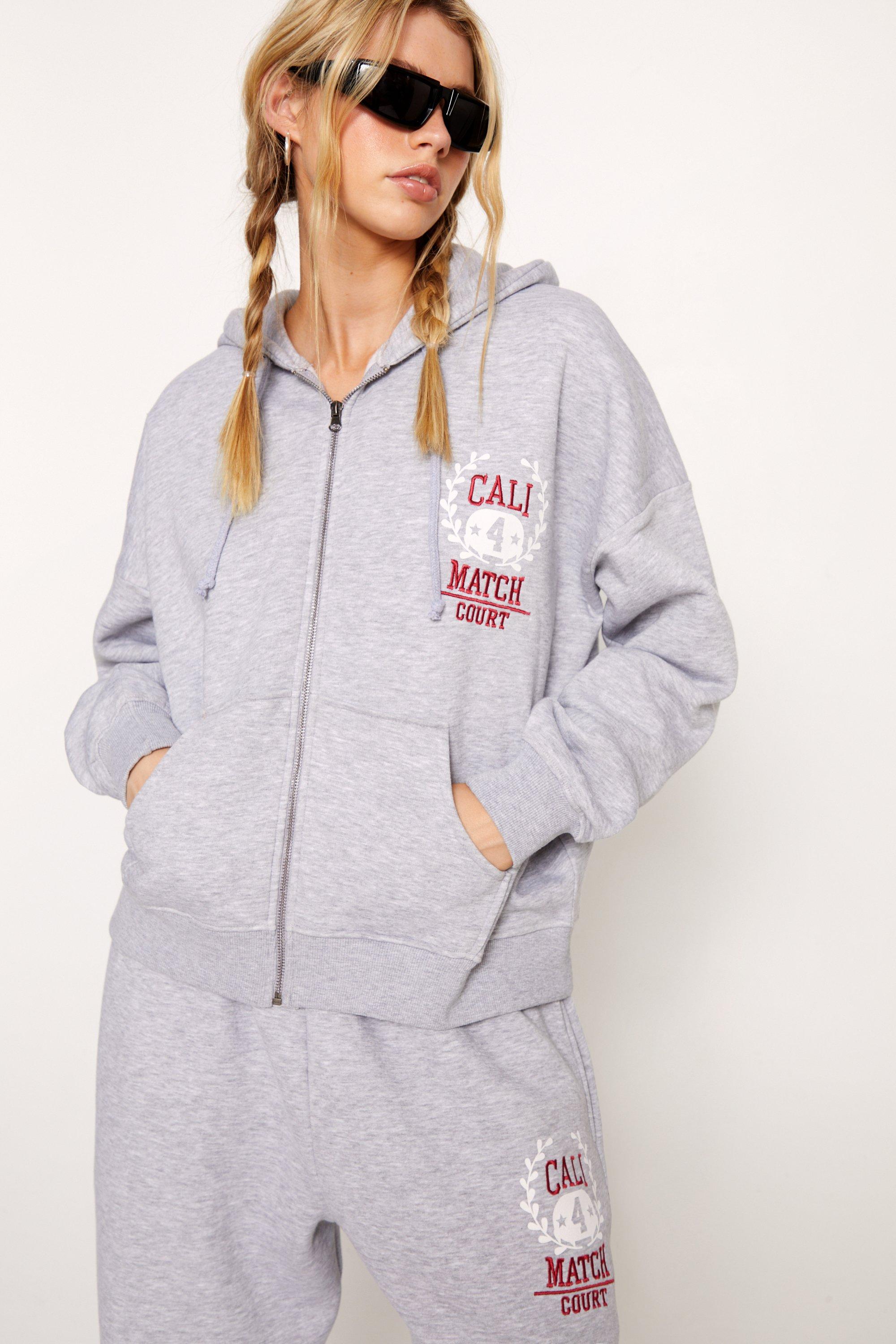 Slogan Zip Through Hoodie Joggers Co ord Set Nasty Gal