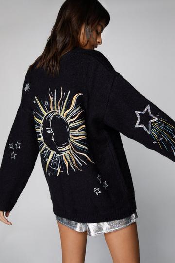 Black Sun Embroidered Sweater