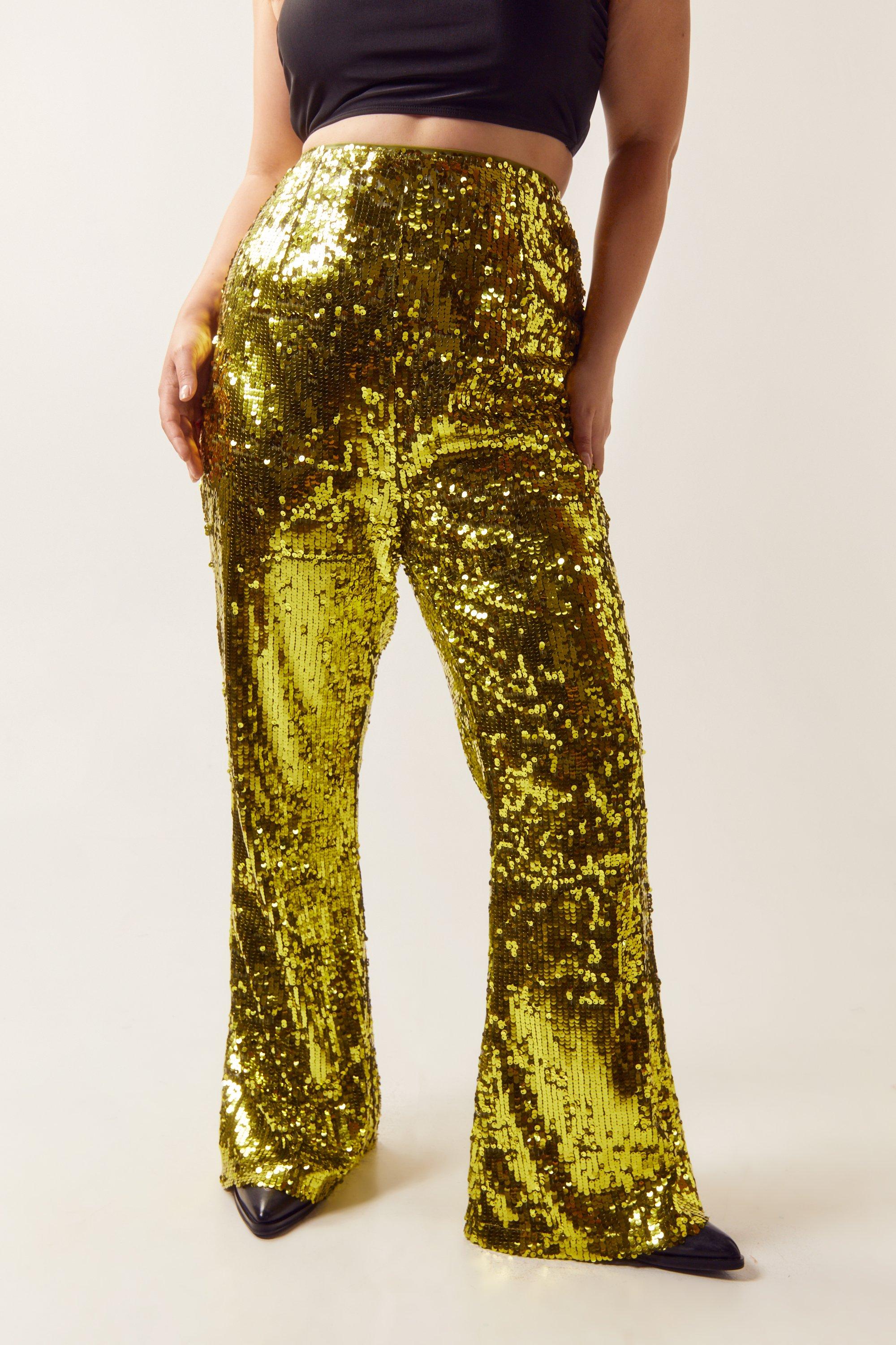 Plus Size Premium Sequin Flare Pants