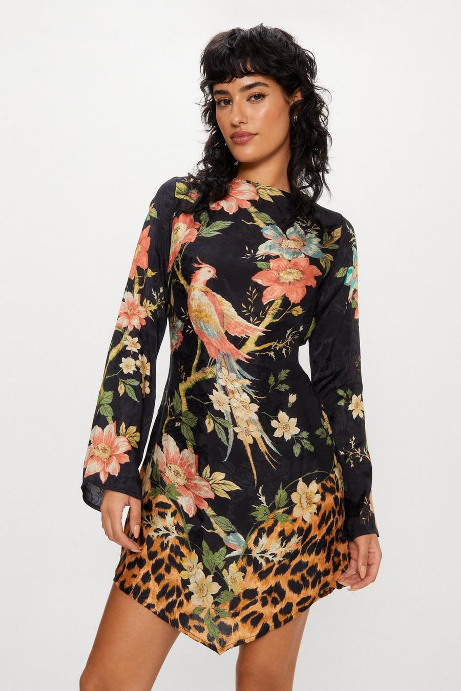 Floral Placement Printed Mini Dress