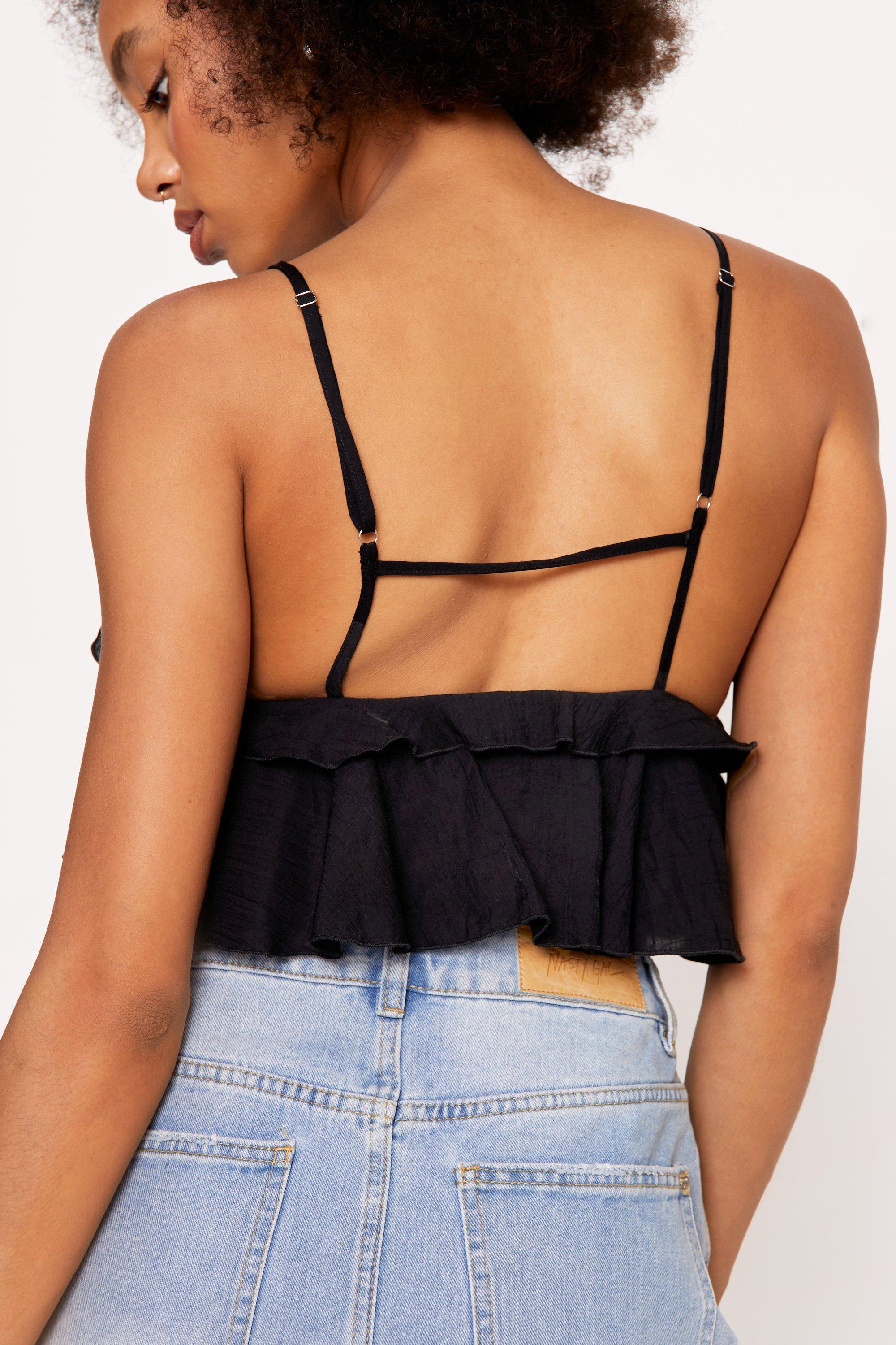 Strappy Tiered Cami Top Black